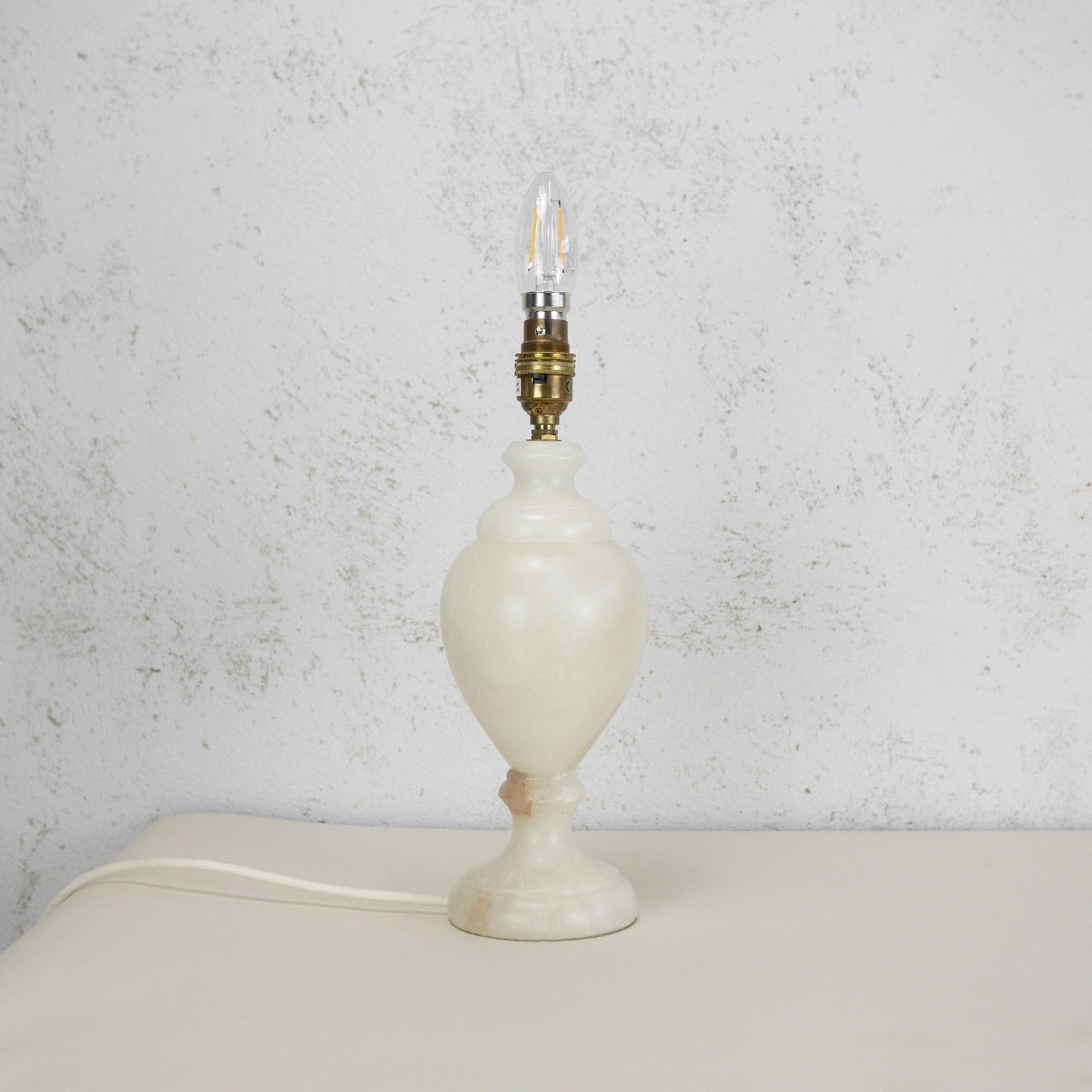 Alabaster Marble Neoclassical Urn Table Lamp Italian Marble Brass #103076 photo Lighting