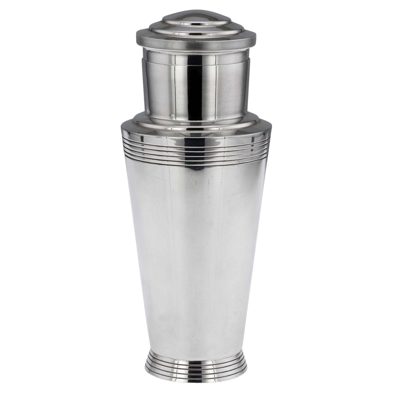 Art Deco Cocktail Shaker By Keith Murray, Silver Plated, English, 1936