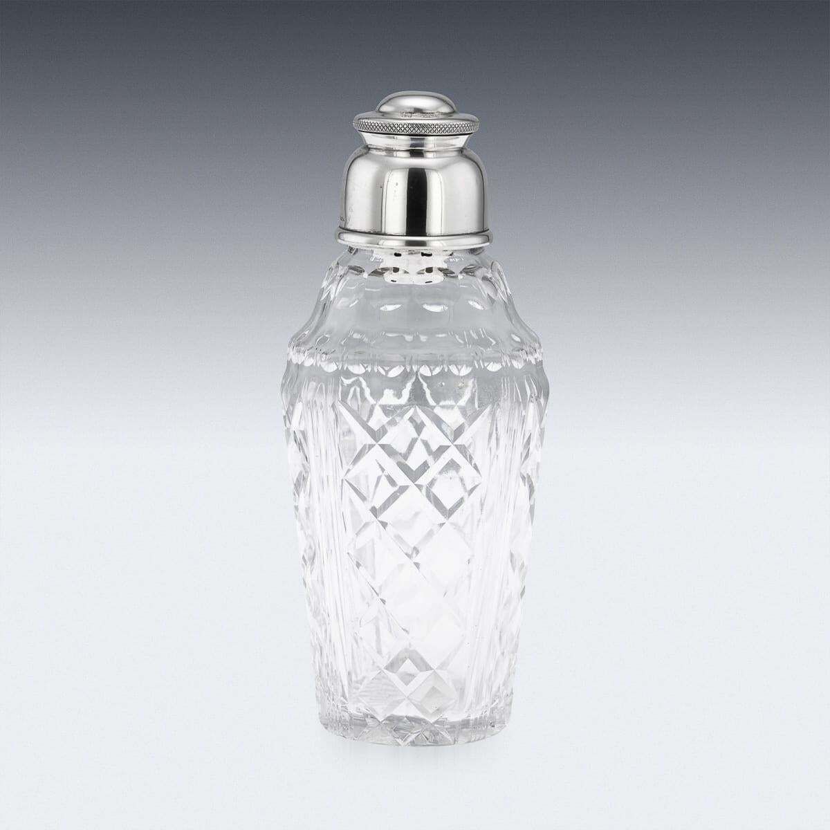 Mappin & Webb Cocktail Shaker, Solid Silver & Cut Glass, English, 1949 photo Home Decor