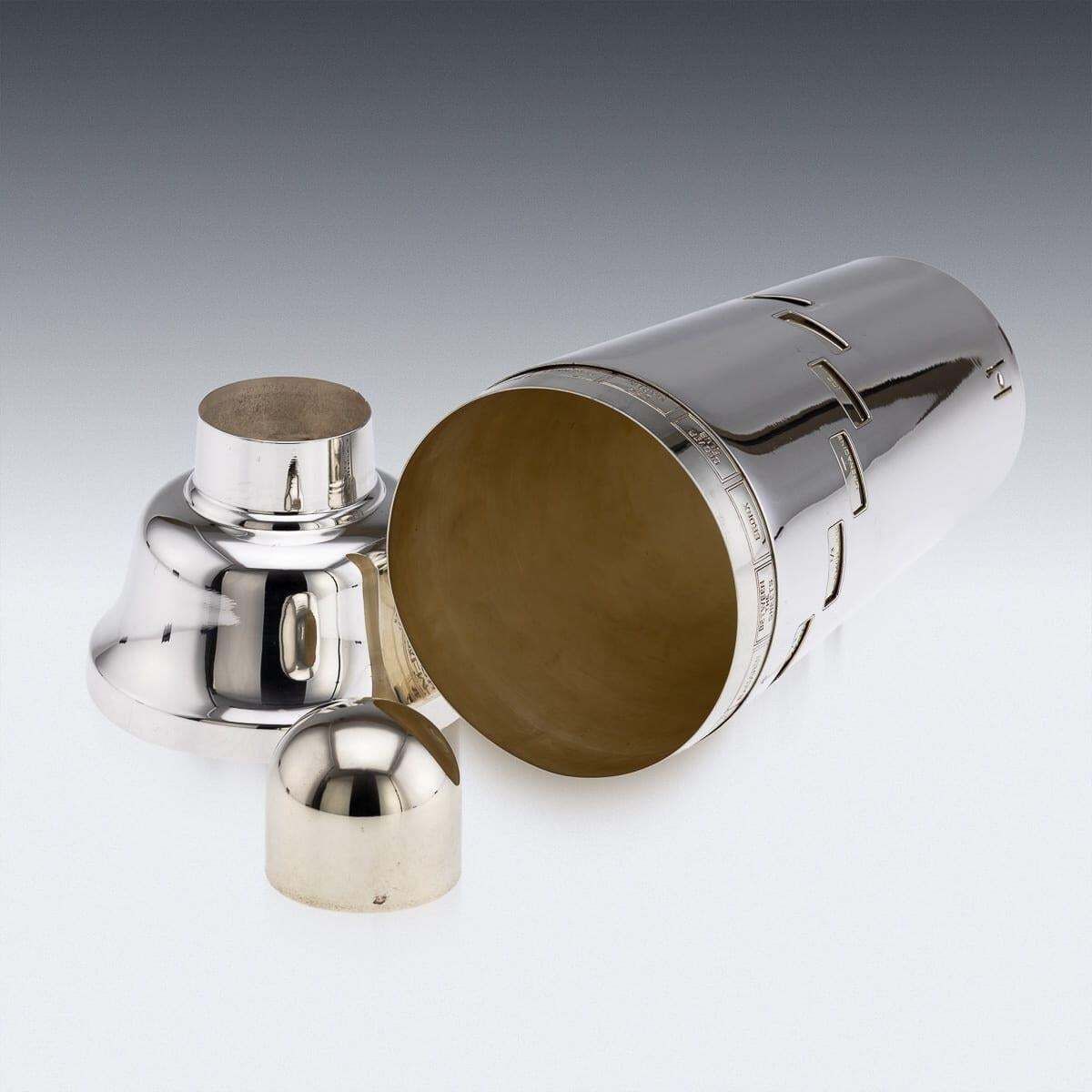 20th Century American Silver Plated "Recipe" Cocktail Shaker By Napier C.1930 photo vinterior