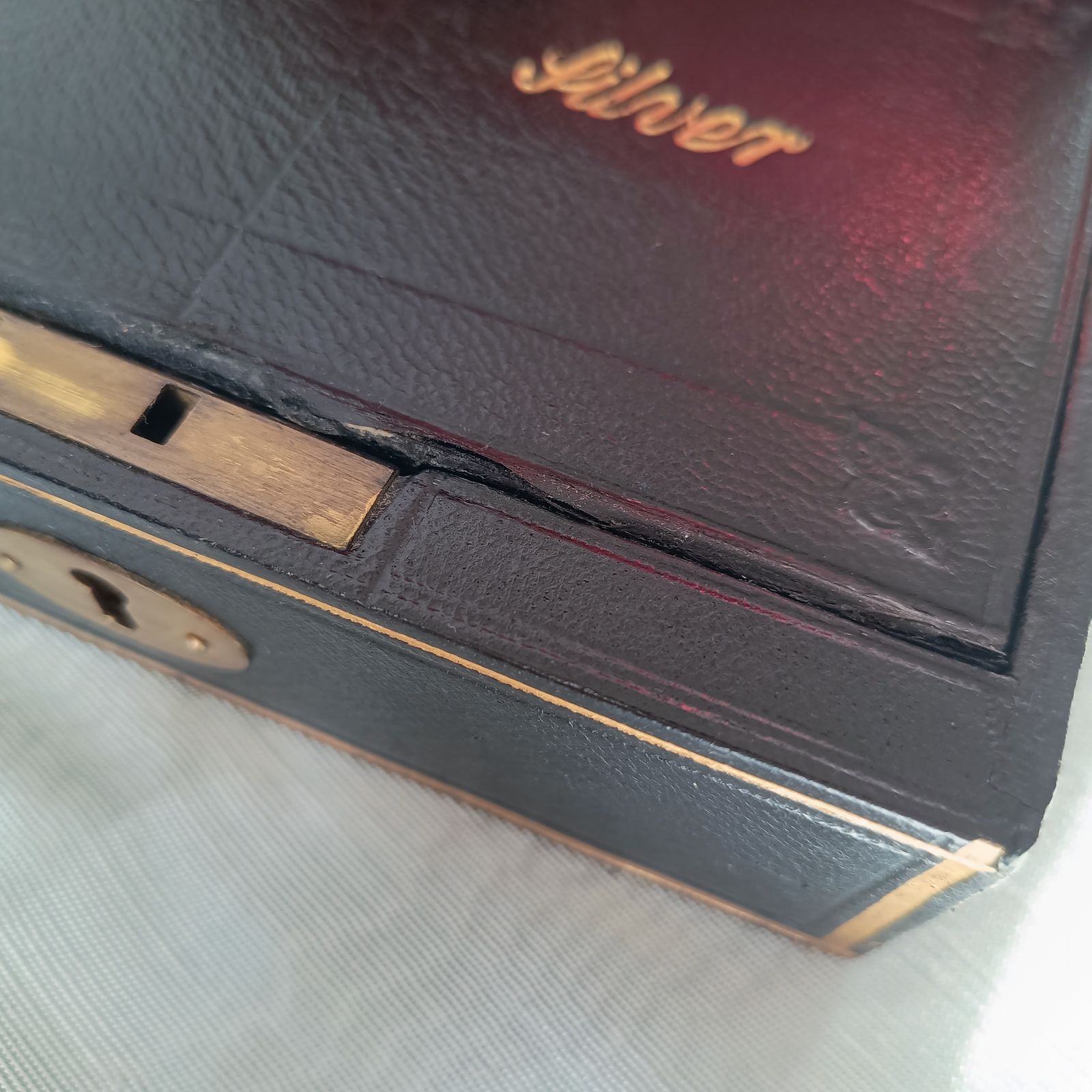 Victorian Gold And Silver Bullion Or Coins Cash Chest Or Jewellery Box, Embossed Gold Letters photo vinterior