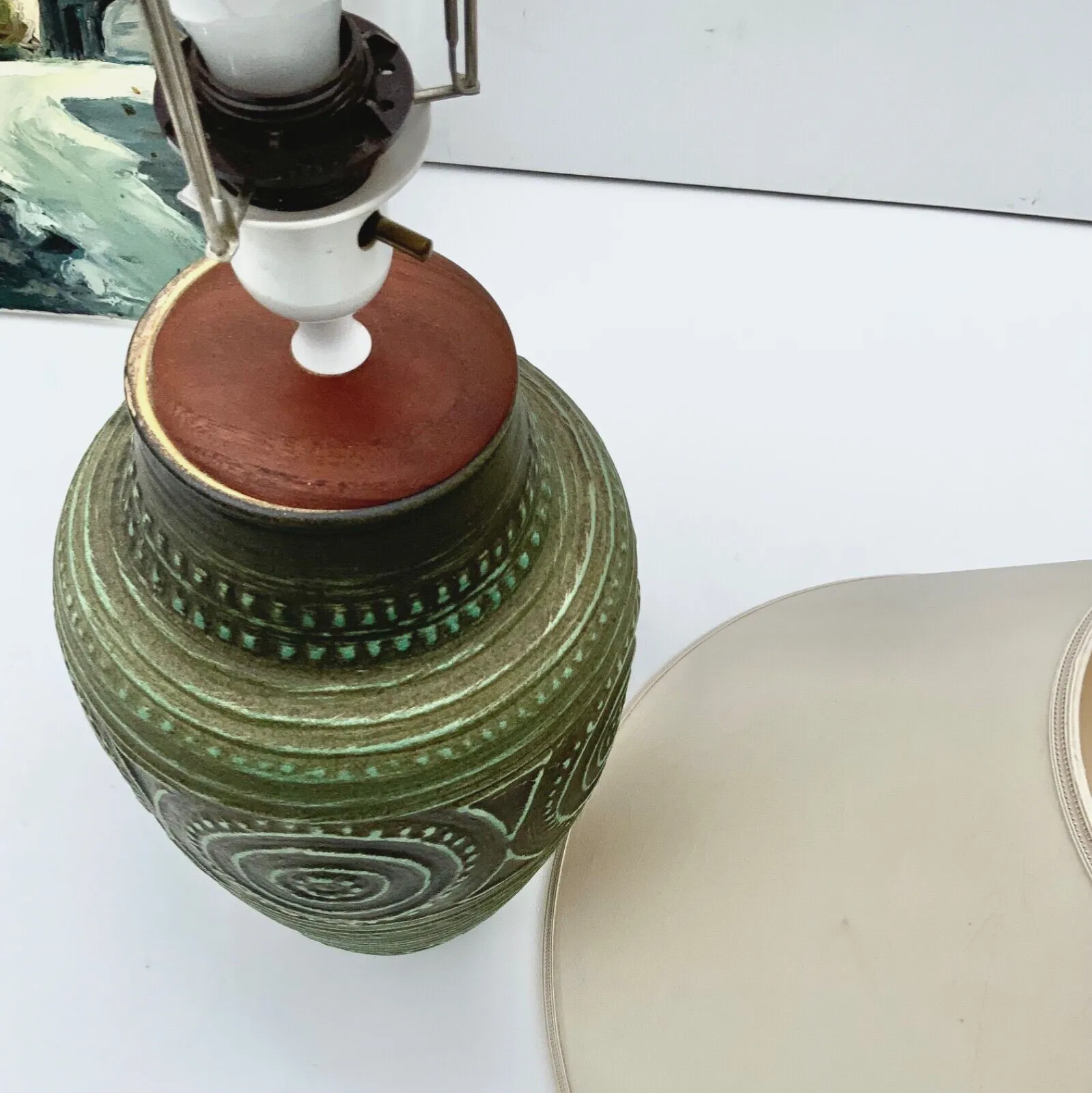 Mid 20th Century Vintage Extra Large Table Lamp  Ceramic Danish Style photo vintage