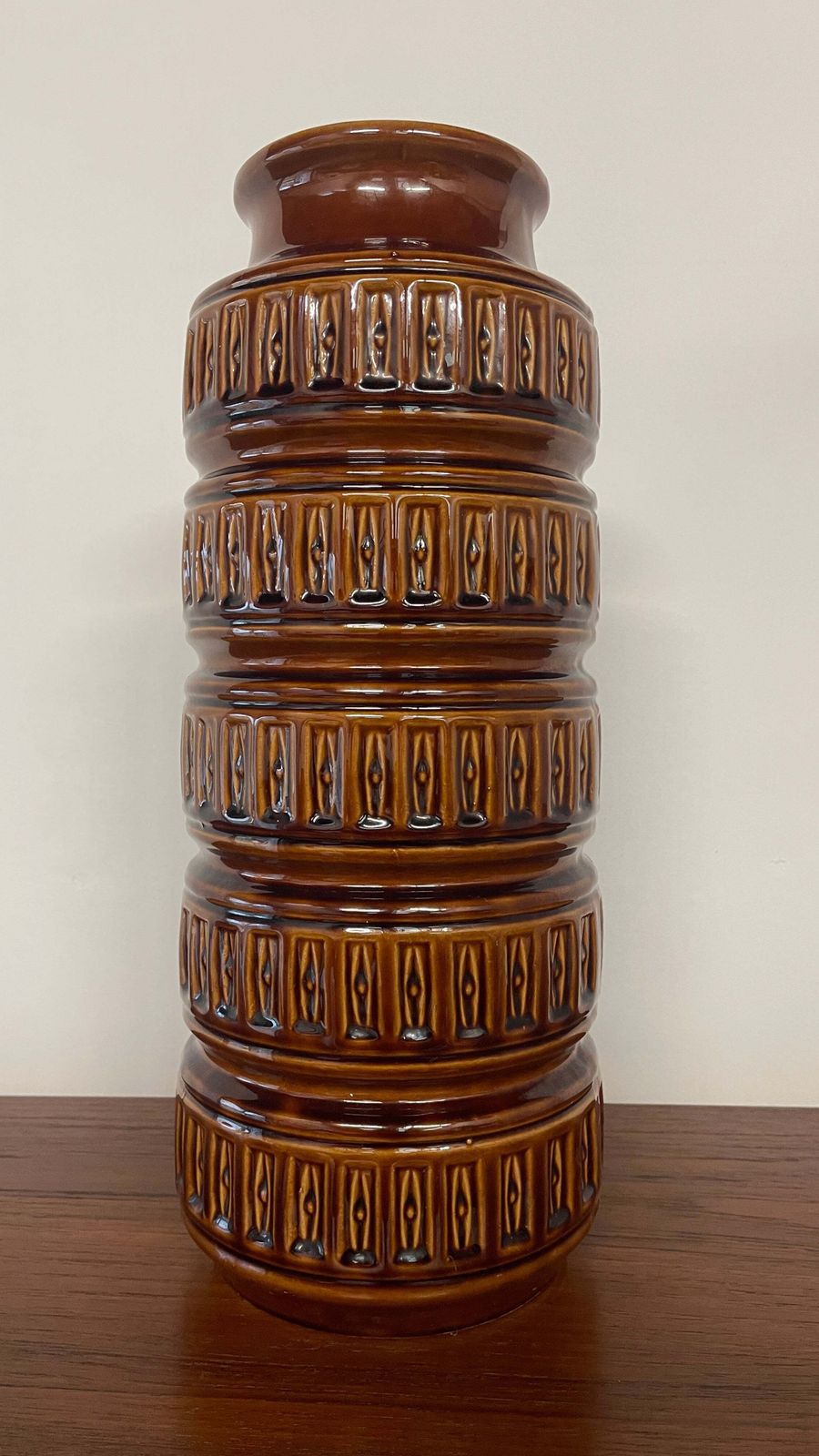 Large Mid Century West German Brown Vase | W. Germany 268 40 | 40cm photo 85.0