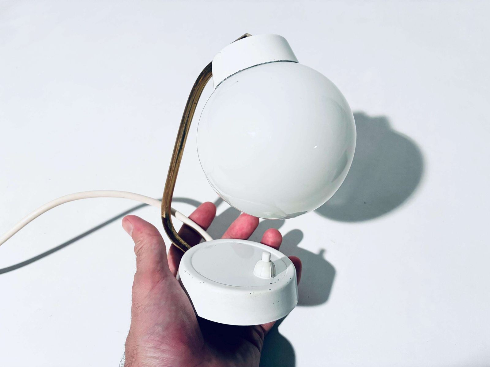 photo furniture Mid Century White Table Bulb Lamp Glass / Elegant 1950s Vintage Decor