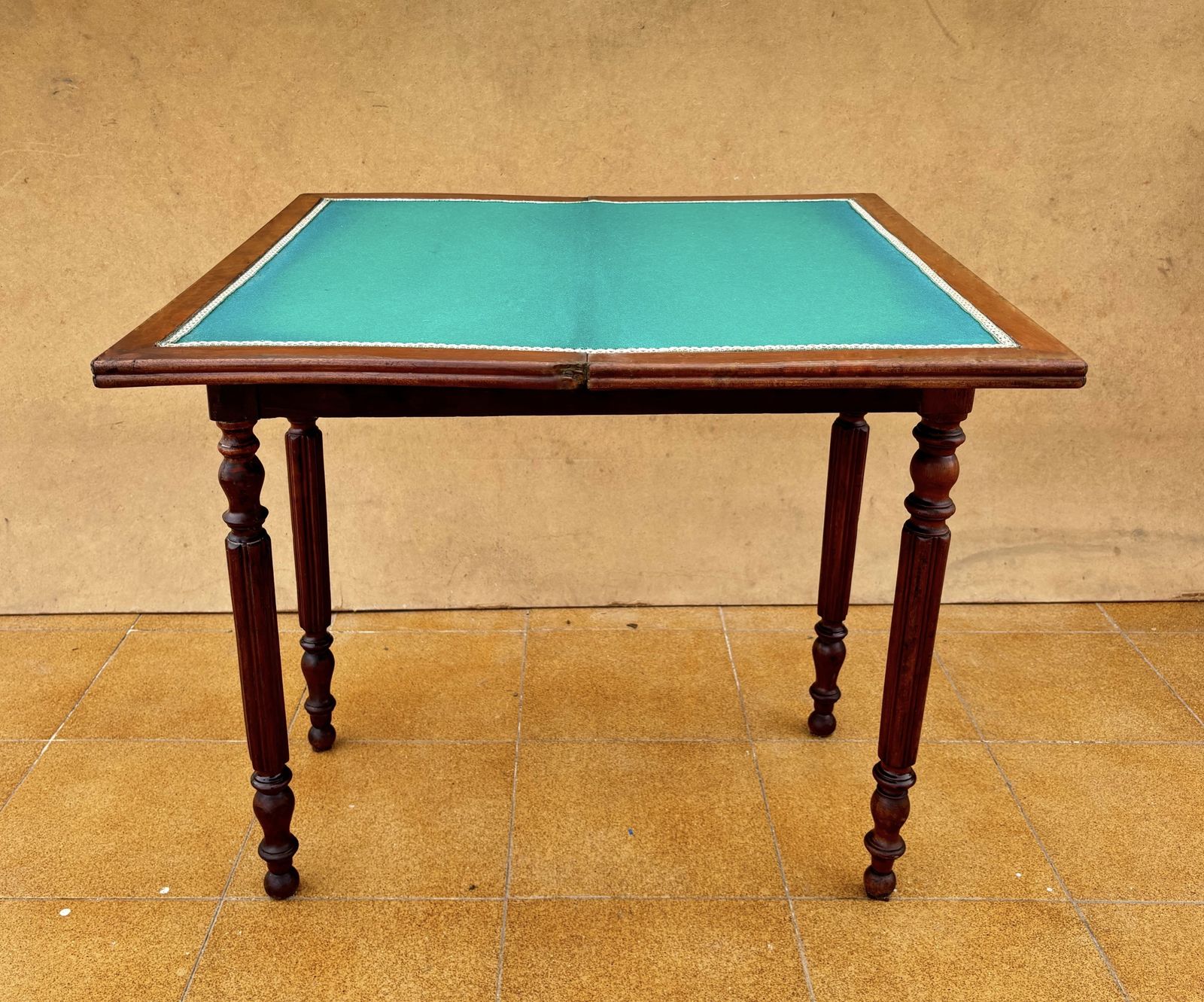 Oak Games Table With Green Felt Top, Early 20th Century photo for sale