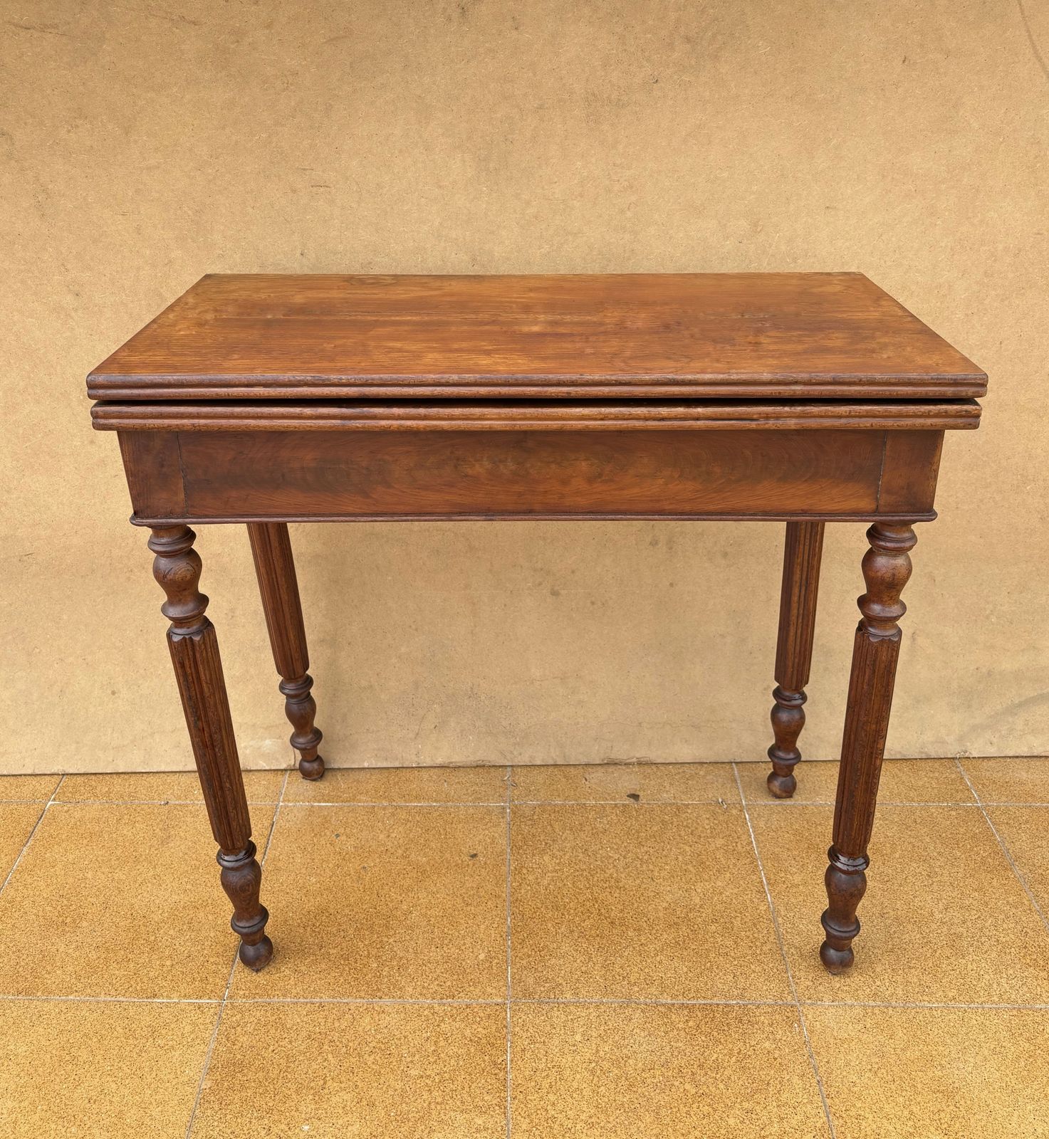 photo vinterior Oak Games Table With Green Felt Top, Early 20th Century