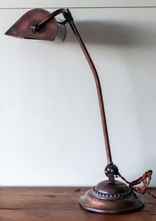 Large Art Deco Copper Adjustable Bankers Lamp photo furniture