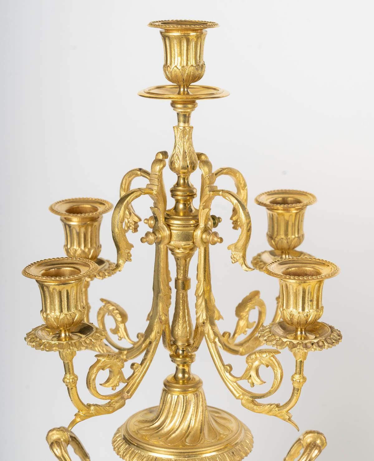Gilt Bronze And Sèvres Porcelain Mantel Clock Set, 19th Century, Napoleon III Period photo furniture