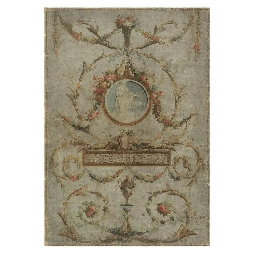 Vintage Style Panoramic Decorative Panel Mounted On Canvas, 19th Century