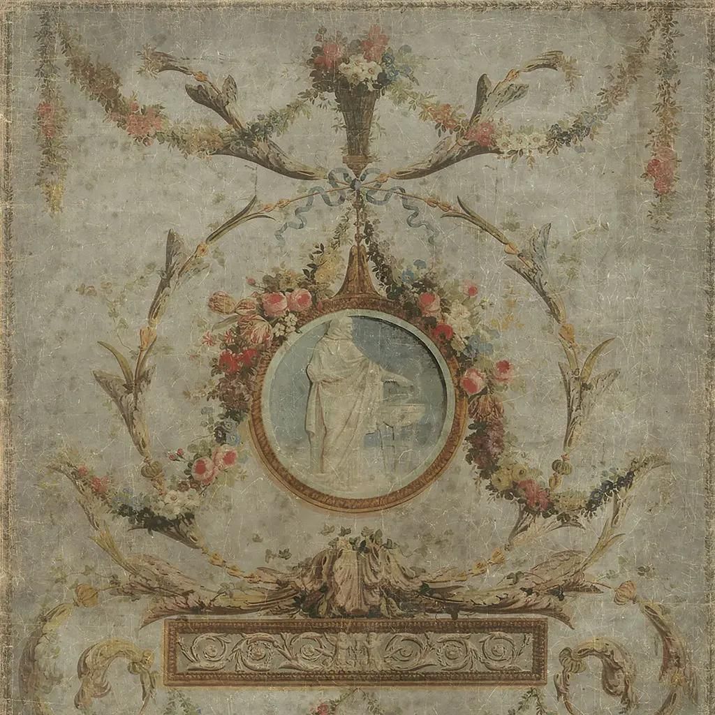 Vintage Style Panoramic Decorative Panel Mounted On Canvas, 19th Century photo Art
