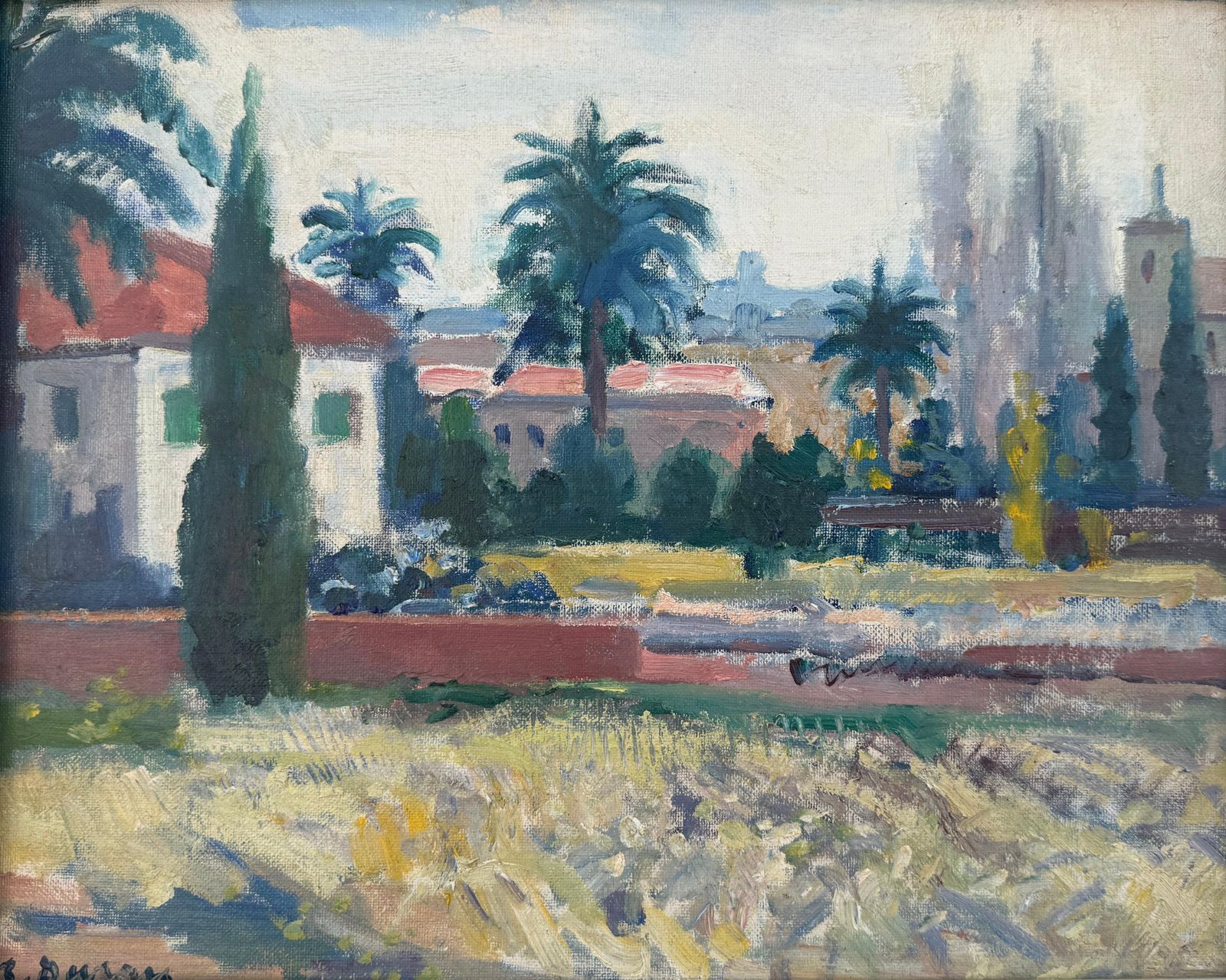 Rafael Duran Benet Landscape With Palm Trees Spain Oil Painting C.1980