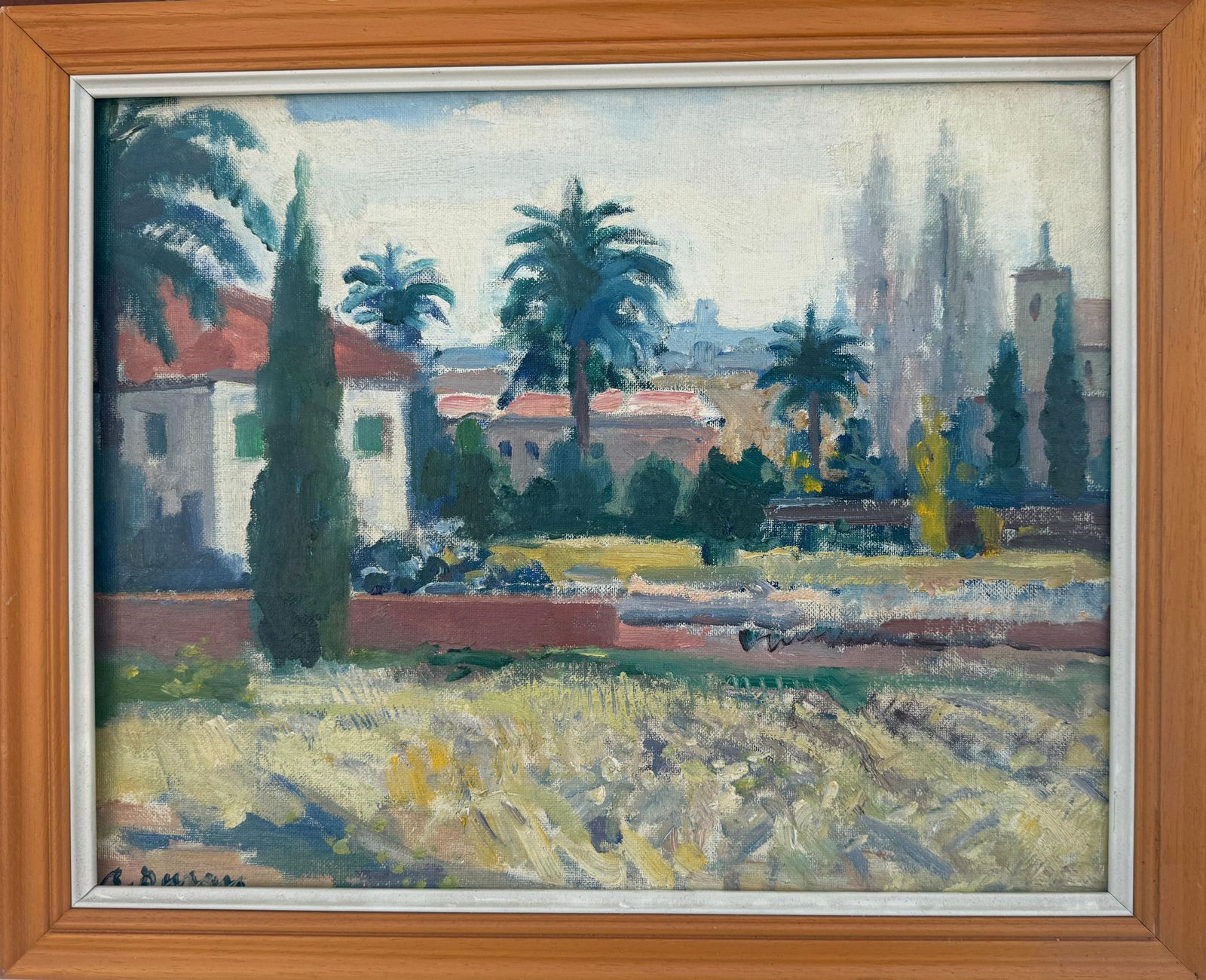 Rafael Duran Benet Landscape With Palm Trees Spain Oil Painting C.1980 photo furniture