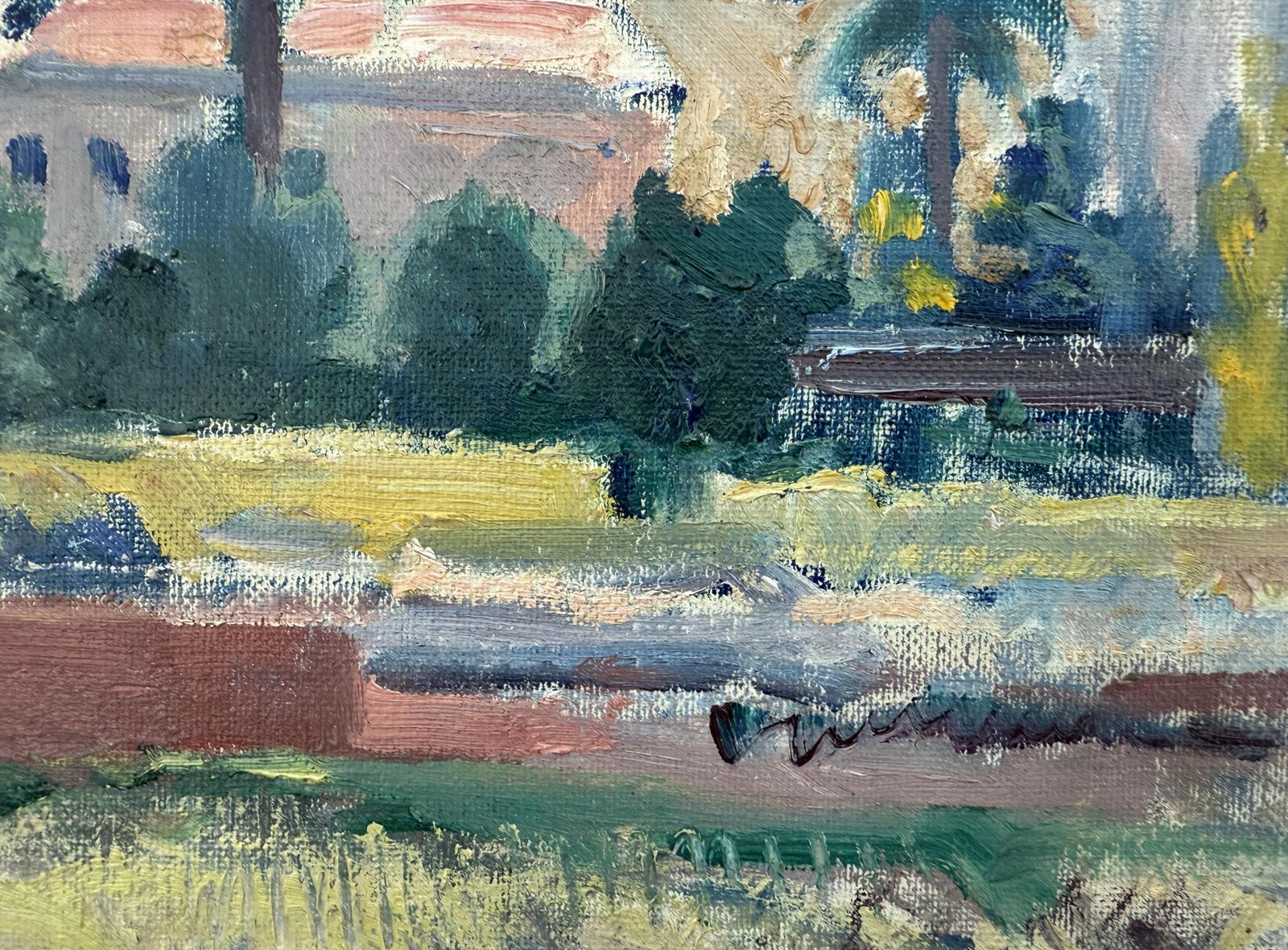Rafael Duran Benet Landscape With Palm Trees Spain Oil Painting C.1980 photo vinterior