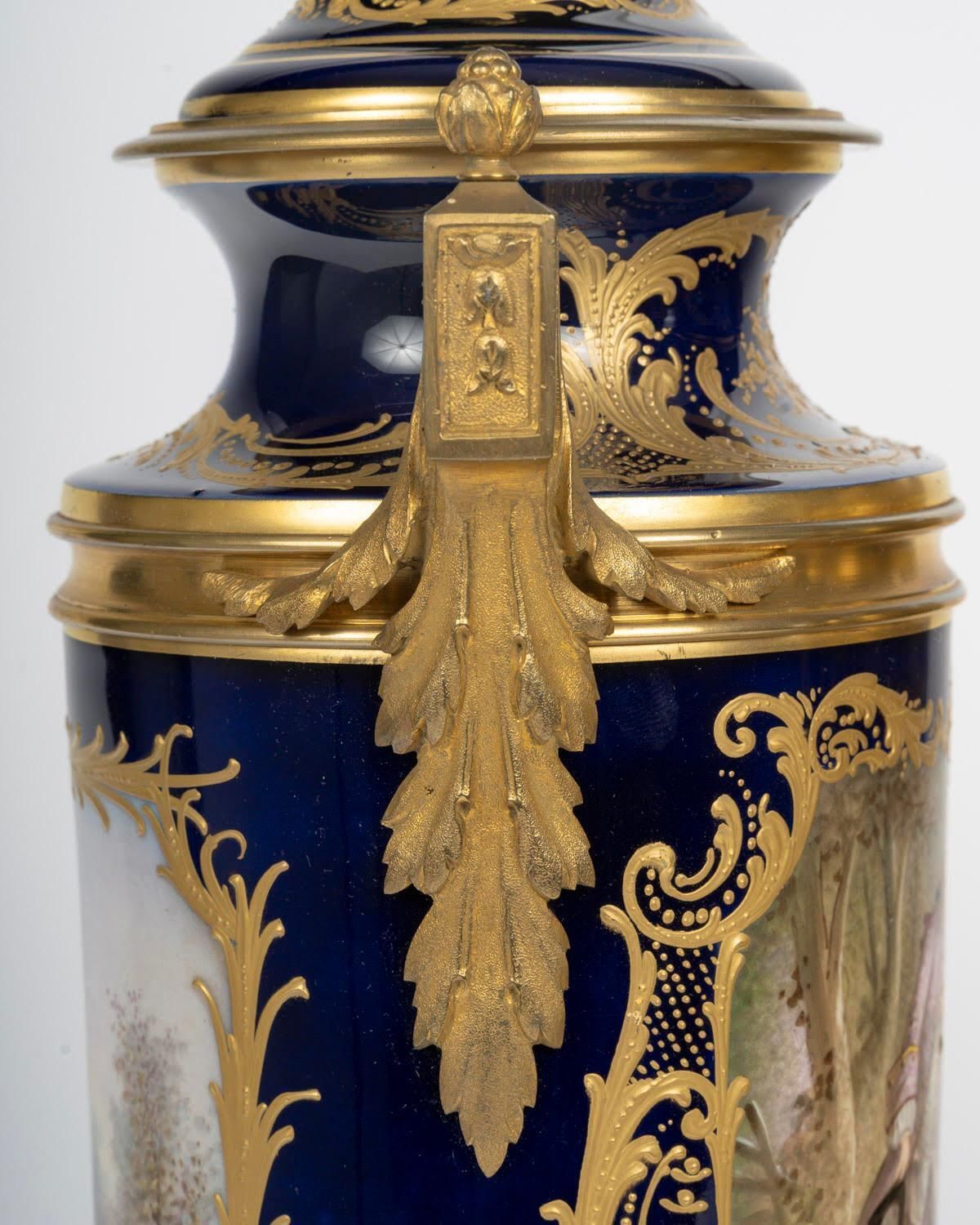 Pair Of Vases, Enameled And Gilt Porcelain, Gilt Bronze, The 19th Century. photo buy