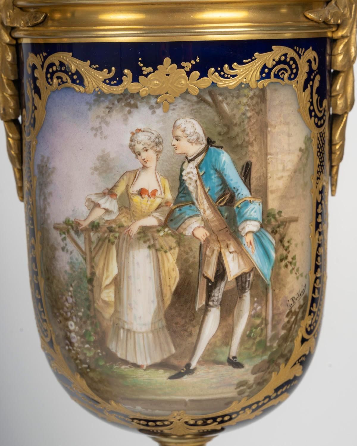 photo furniture Pair Of Vases, Enameled And Gilt Porcelain, Gilt Bronze, The 19th Century.