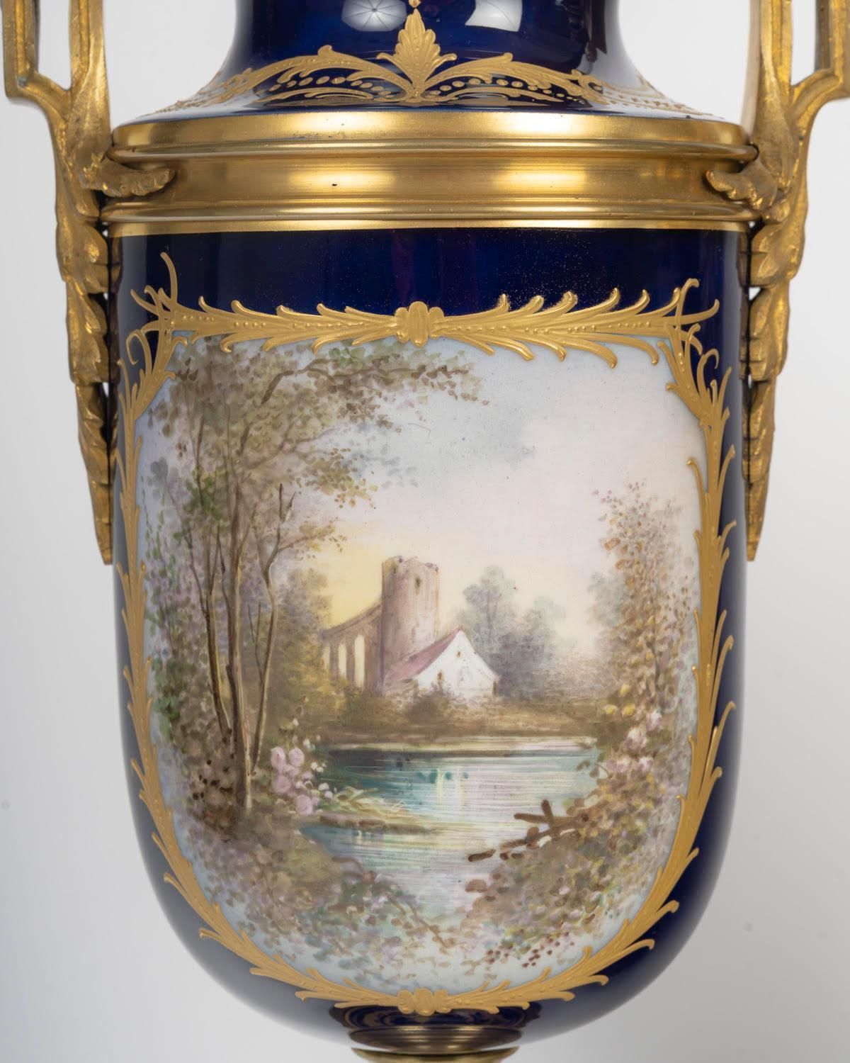photo for sale Pair Of Vases, Enameled And Gilt Porcelain, Gilt Bronze, The 19th Century.