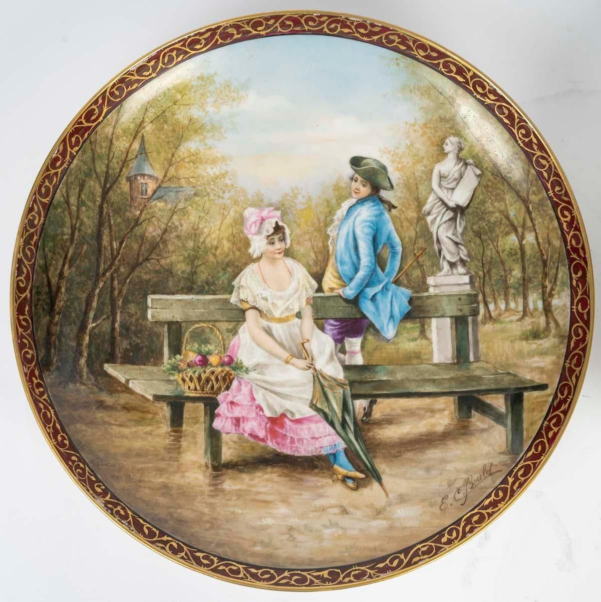 Pair Of Large Decorative Dishes In Limoges Porcelain, 19th Century. photo furniture