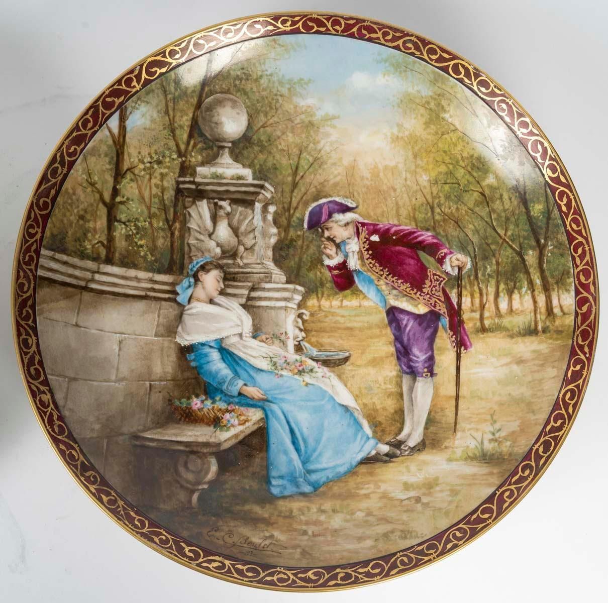 Pair Of Large Decorative Dishes In Limoges Porcelain, 19th Century. photo vinterior