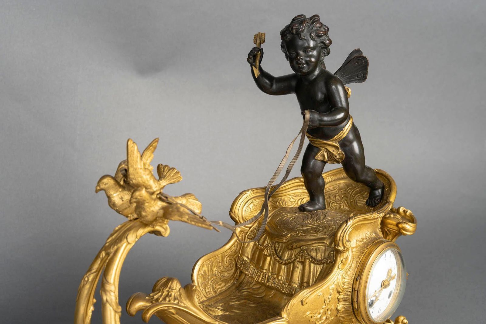 Gilt Bronze Clock, Napoleon III Period, 19th Century. photo for sale