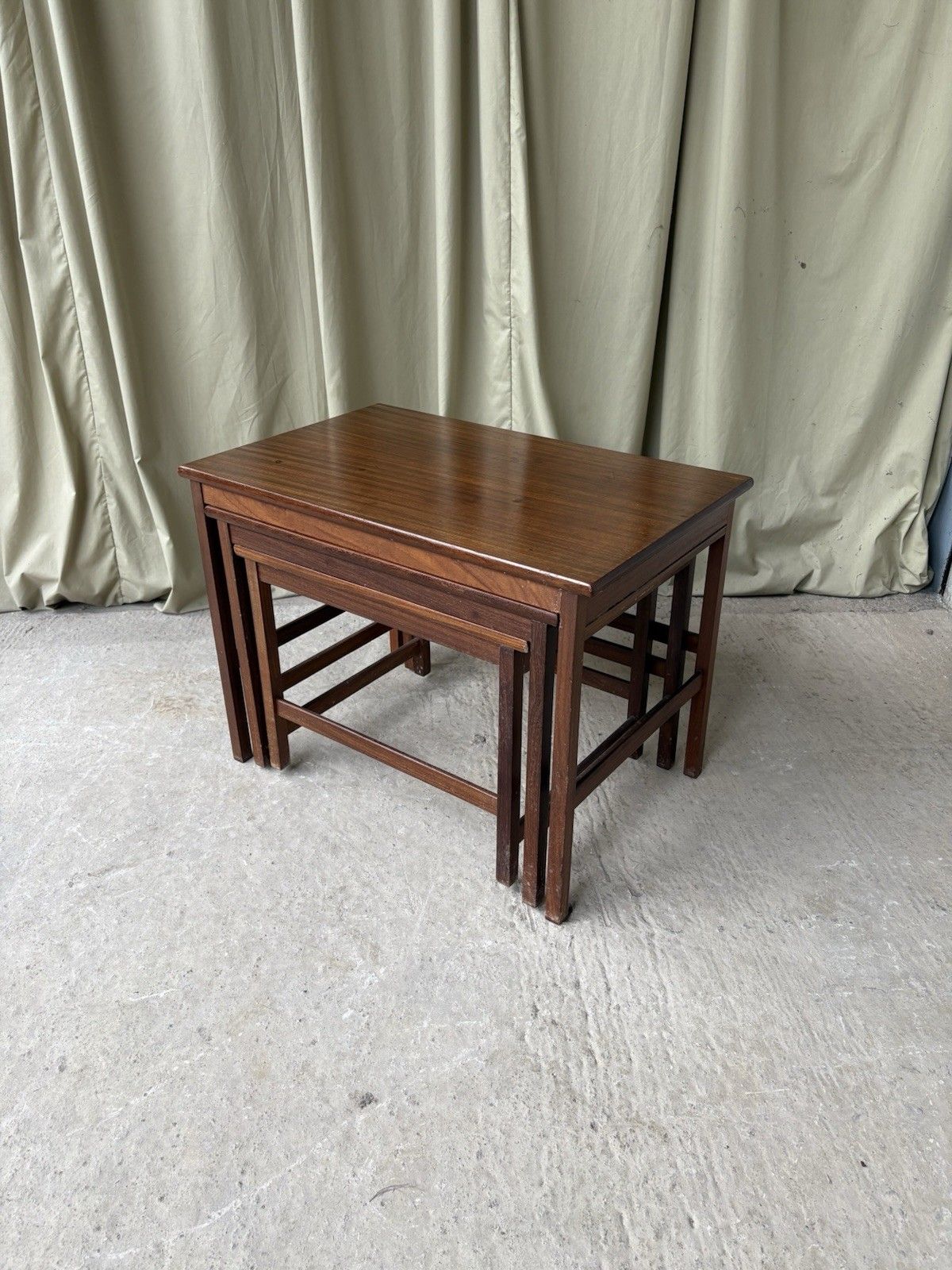 Vtg Mid Century Teak Nest Of Side Tables Scandi Danish Style Retro R981 photo vinterior