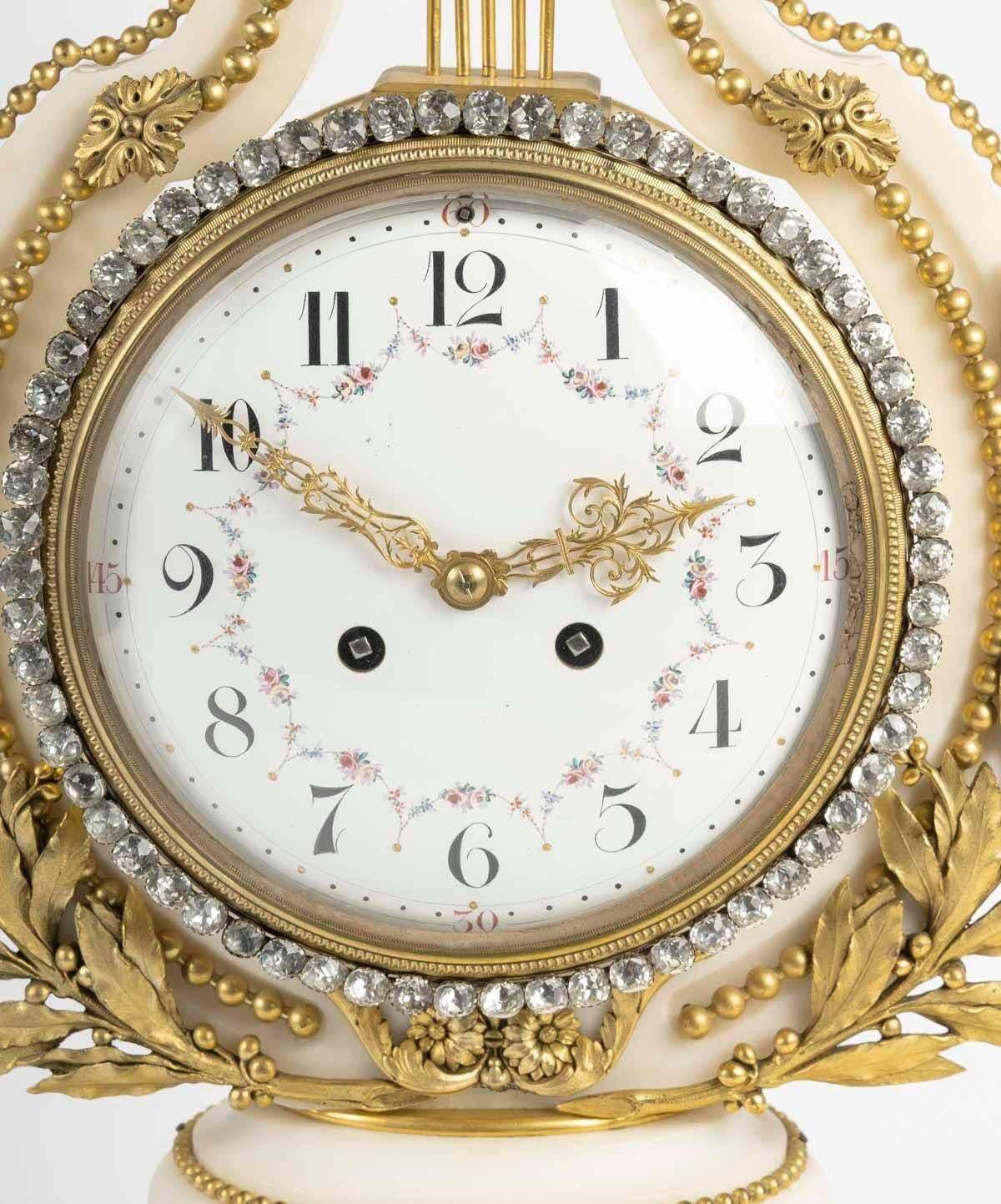 Lyre Shaped Clock In Marble And Gilt Bronze, 19th Century, Napoleon III Period. photo furniture