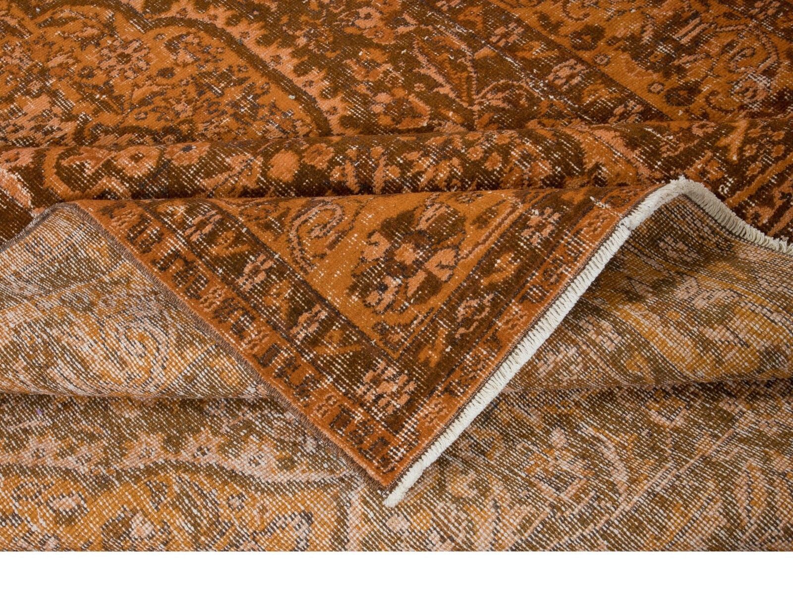 6.3x9.7 Ft Handmade Turkish Area Rug In Burnt Orange, Ideal For Modern Interiors photo for sale