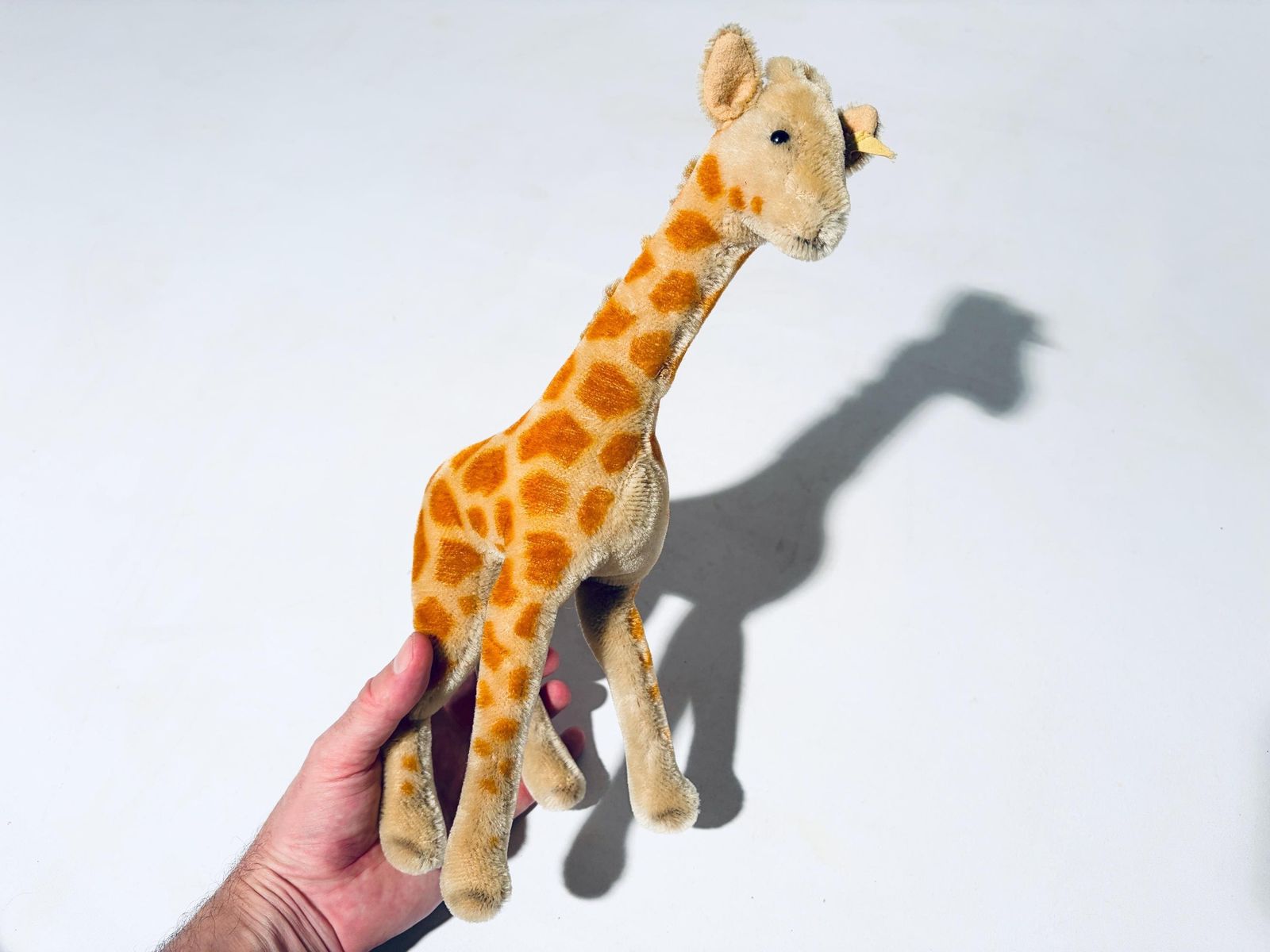 Vintage Steiff Giraffe Stuffed Toy Mohair With Button And Flag / 1960s photo vintage