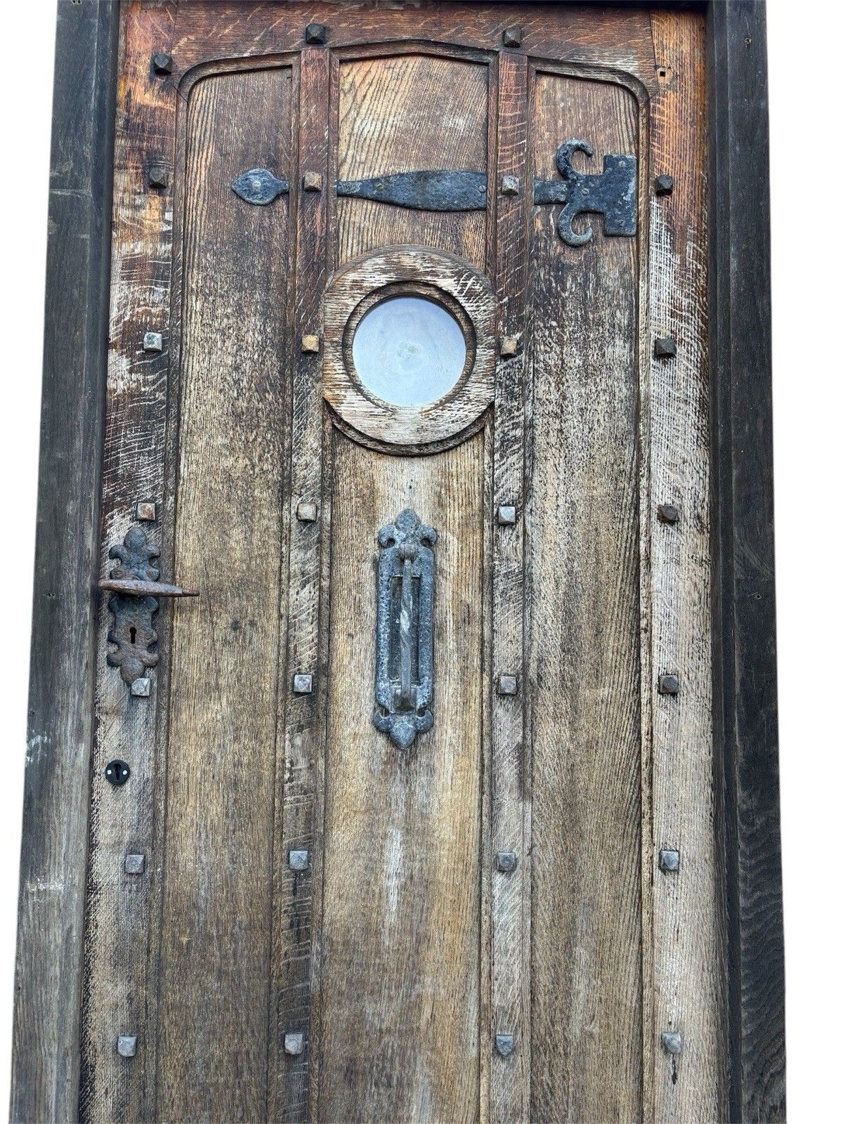 Antique Solid Oak Front Door +Frame Reclaimed Period Heavy Old Rustic Hardwood photo 2655.0