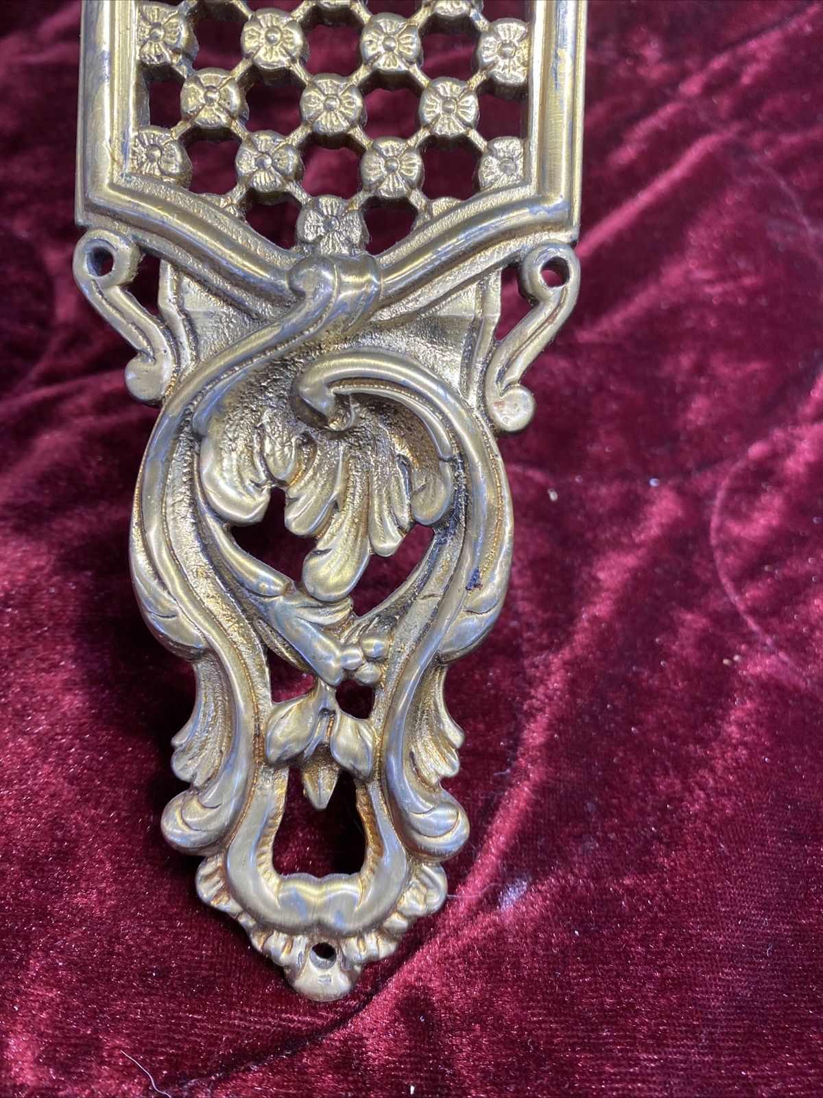 Pair Of Baroque Rococo Gilt Brass Door Push Finger Plates Louis XV Style Metal photo for sale