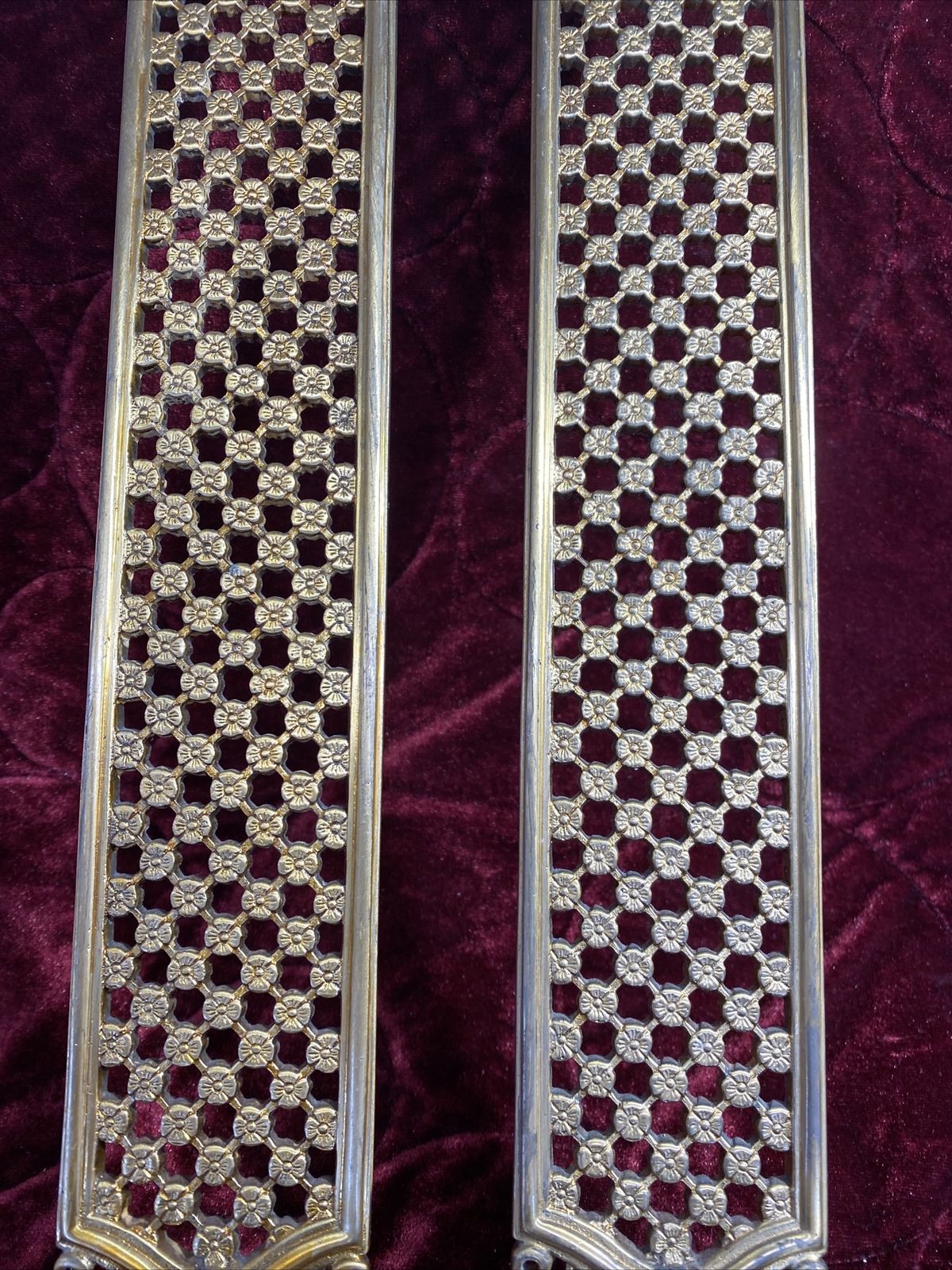 Pair Of Baroque Rococo Gilt Brass Door Push Finger Plates Louis XV Style Metal photo buy