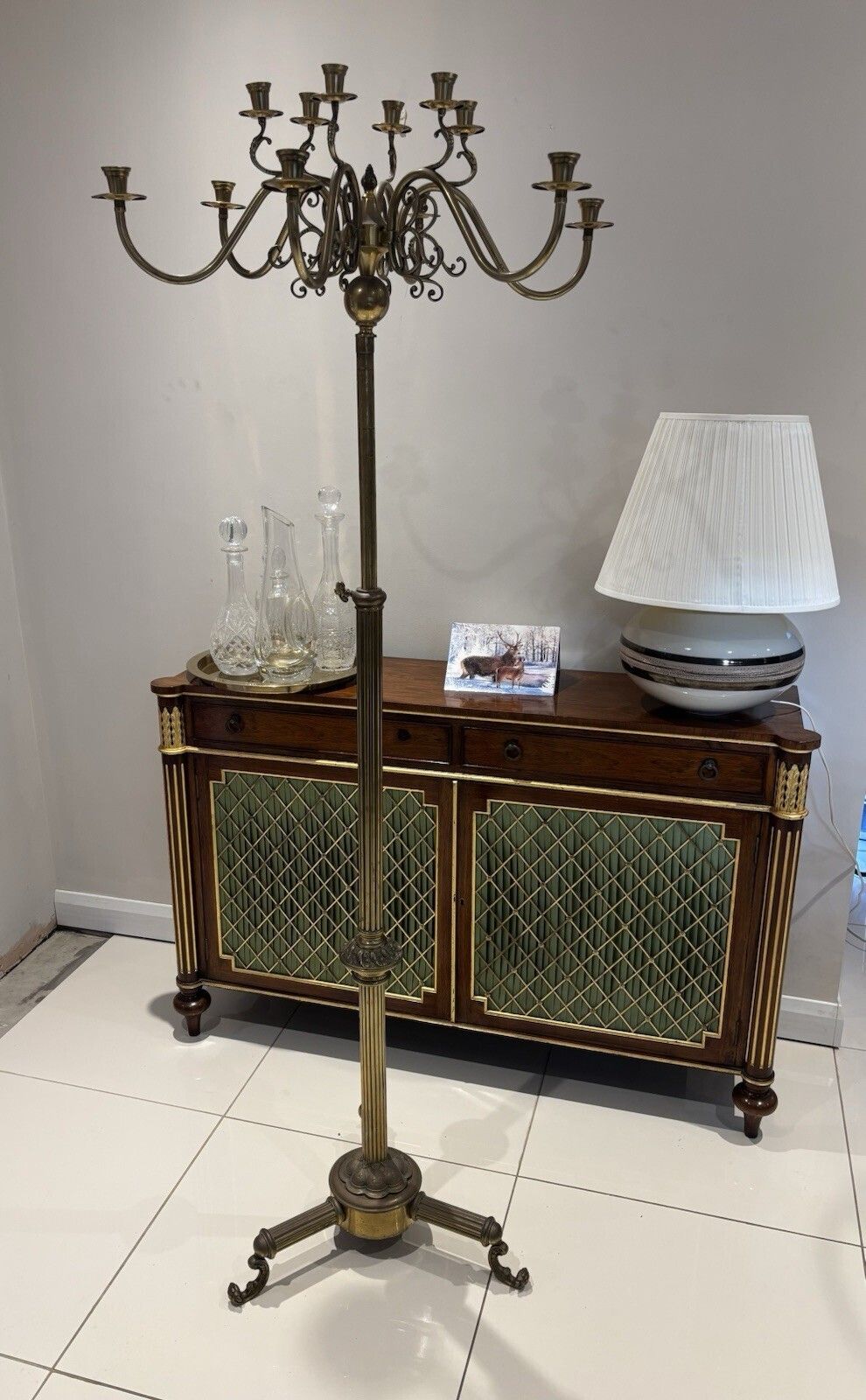 Antique 19th Century Regency Brass Candelabra Rare Old 12 Candle Period Light photo for sale