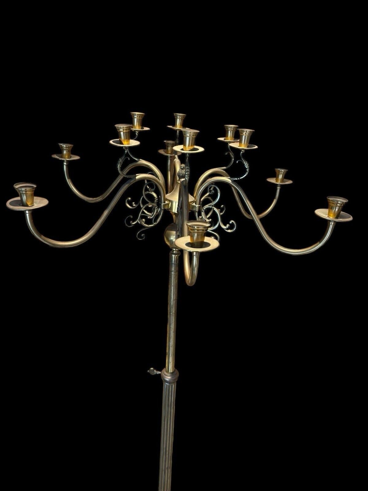Antique 19th Century Regency Brass Candelabra Rare Old 12 Candle Period Light photo 2183.0