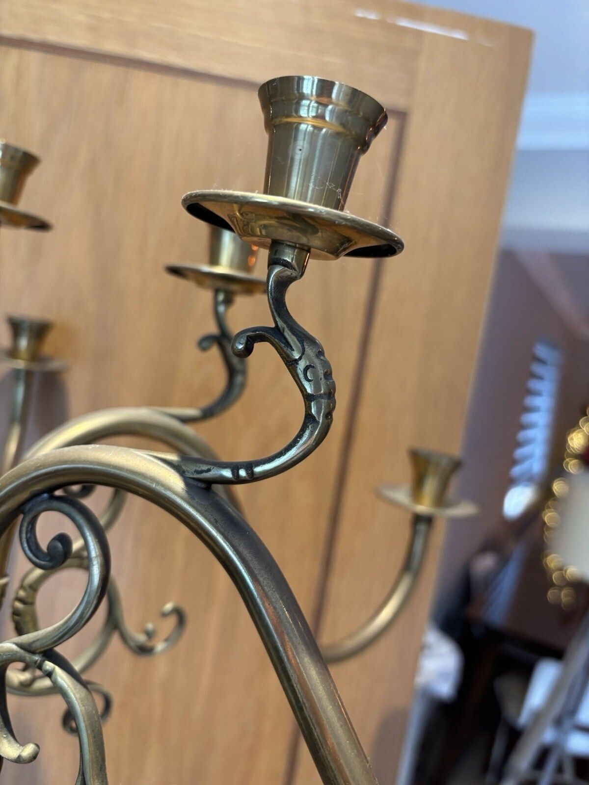 Home Decor Antique 19th Century Regency Brass Candelabra Rare Old 12 Candle Period Light photo