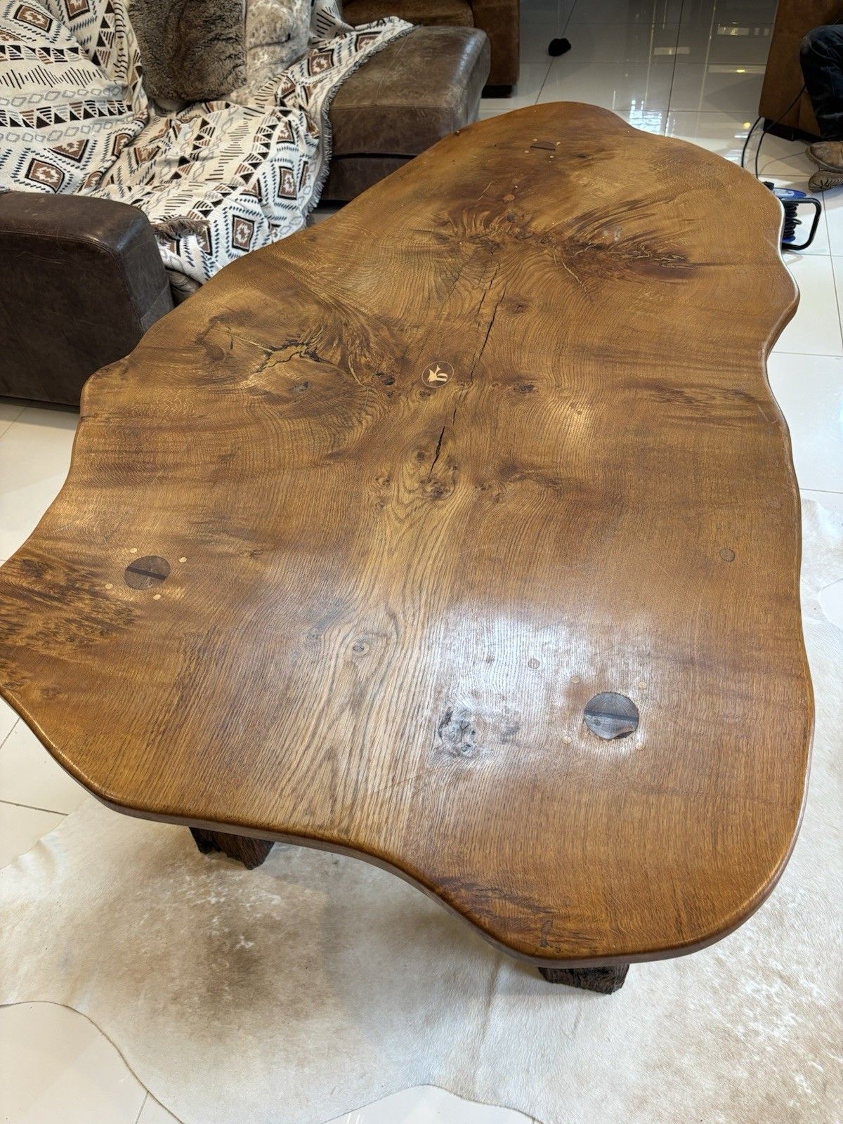Stunning Oak Waney Edged 6 Seater Dining Table Unique Carved Inlaid 16th Century photo Furniture