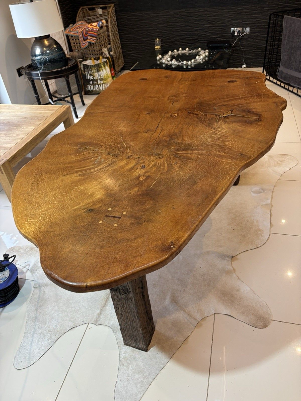 Stunning Oak Waney Edged 6 Seater Dining Table Unique Carved Inlaid 16th Century photo 4071.0