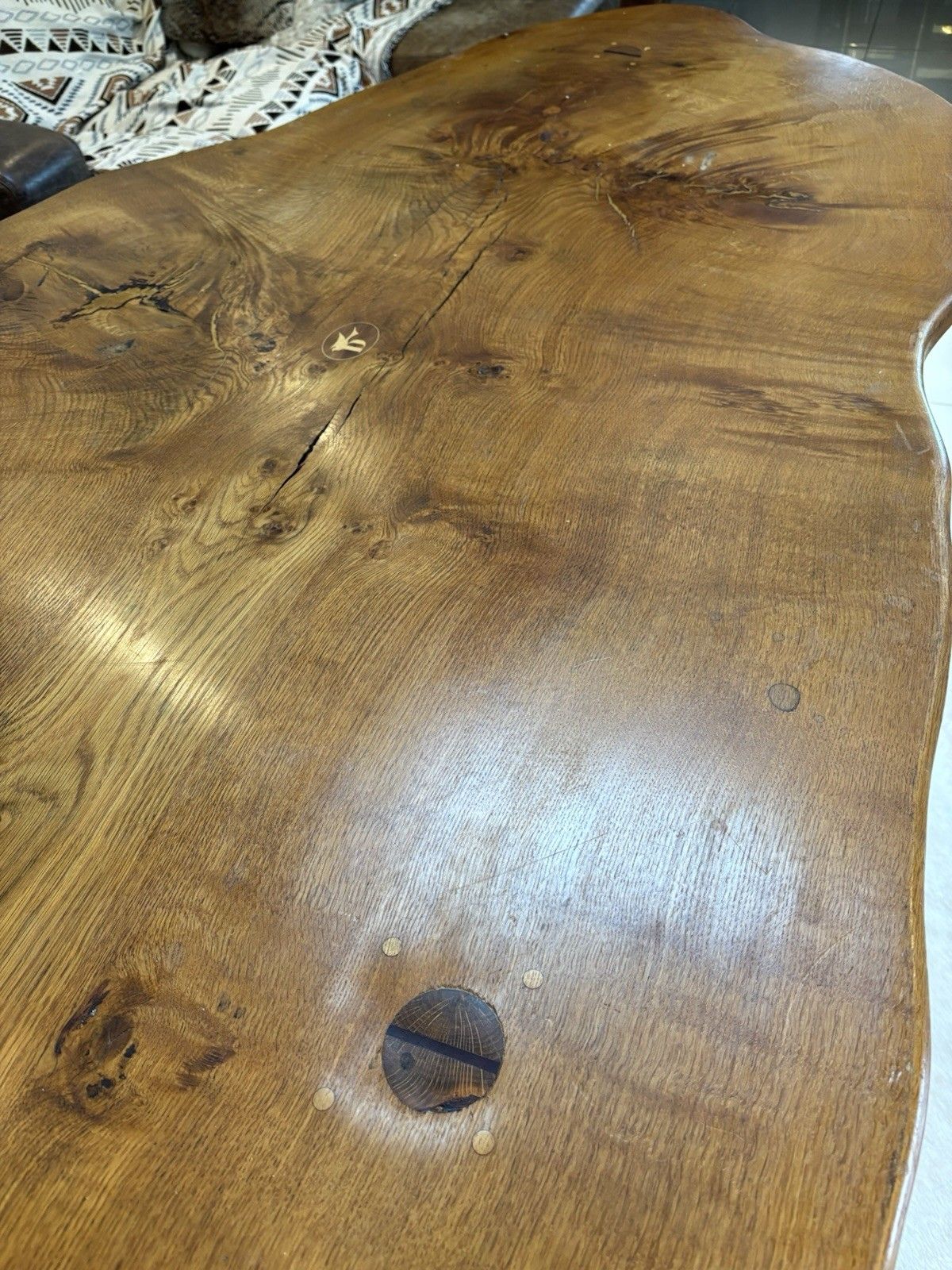 Stunning Oak Waney Edged 6 Seater Dining Table Unique Carved Inlaid 16th Century photo buy