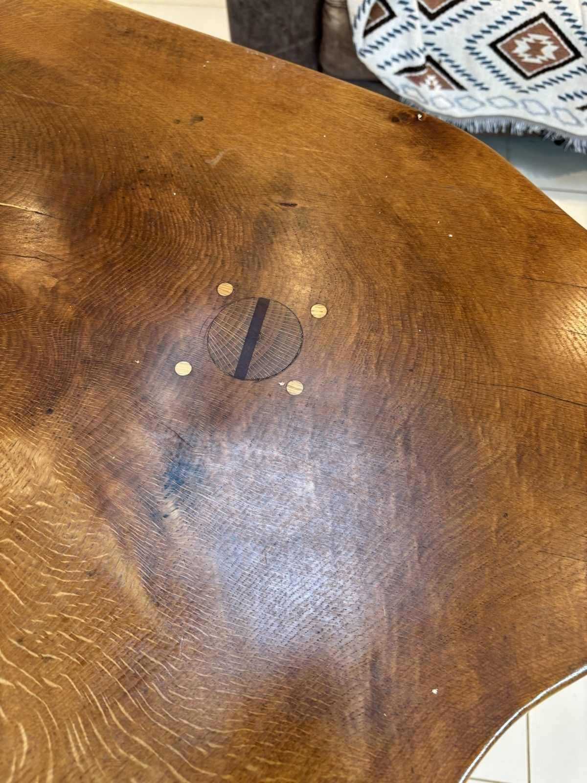 photo furniture Stunning Oak Waney Edged 6 Seater Dining Table Unique Carved Inlaid 16th Century