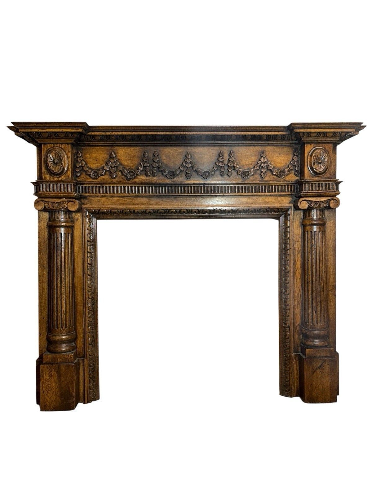 Solid Oak Hand Carved Fireplace Surround Period Reclaimed Old Antique Victorian