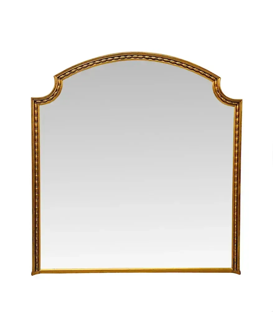 A Fabulous Elegantly Simple Large 19th Century Giltwood Overmantel Mirror