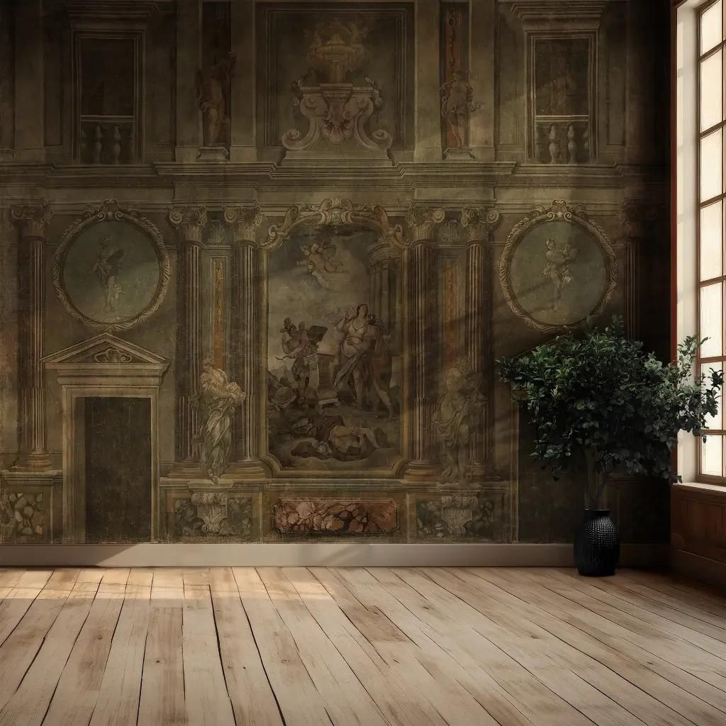 19th Century Antique Style Panoramic Wall Mural On Canvas photo furniture