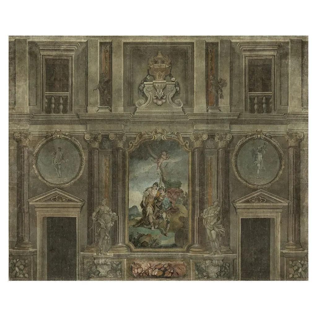19th Century Antique Style Panoramic Wall Mural On Canvas – Baroque Fresco photo for sale