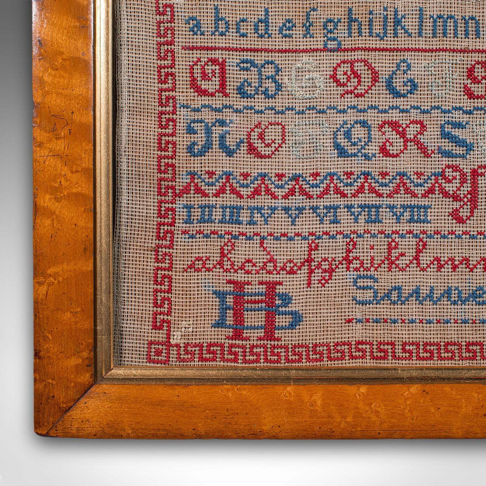 Antique Needlework Sample, English, Framed, Embroidery, Decor, William IV, 1835 photo buy