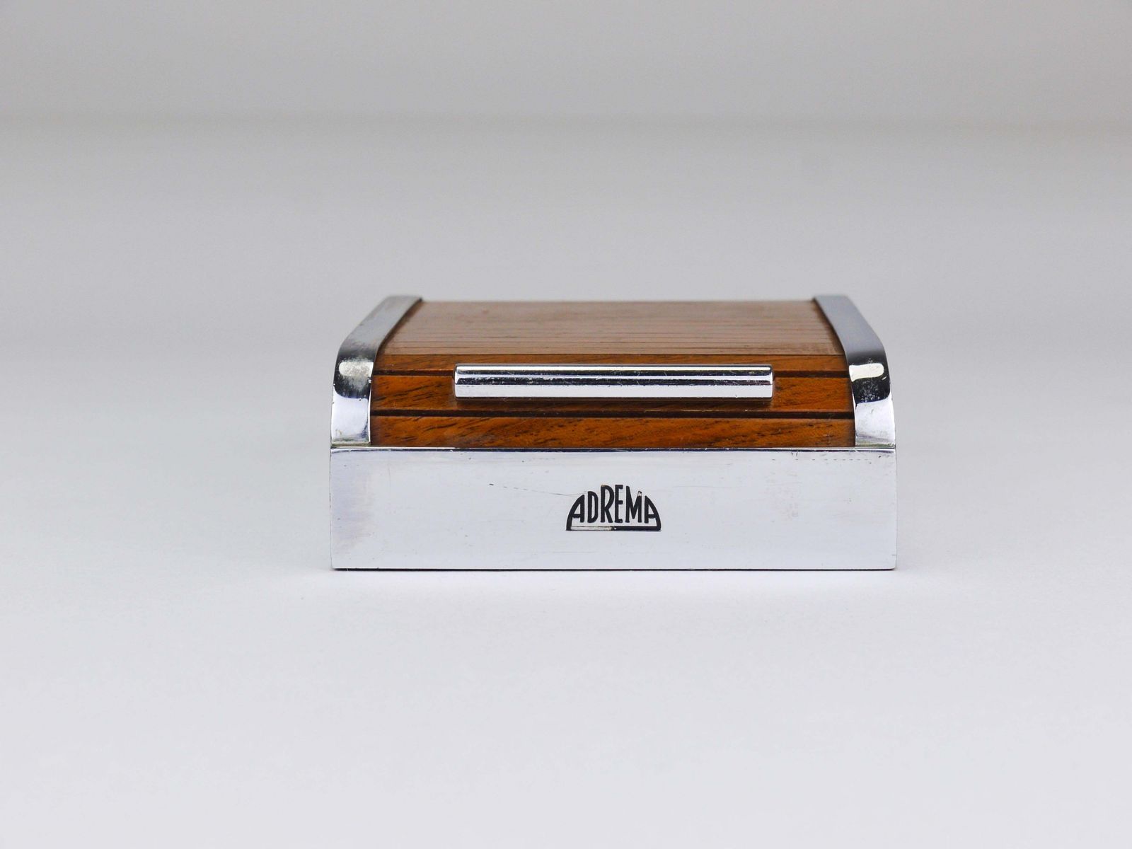 1930s Carl Aubock I Roll Top Storage Box, Cigarette Dispenser, Walnut, Vienna photo furniture