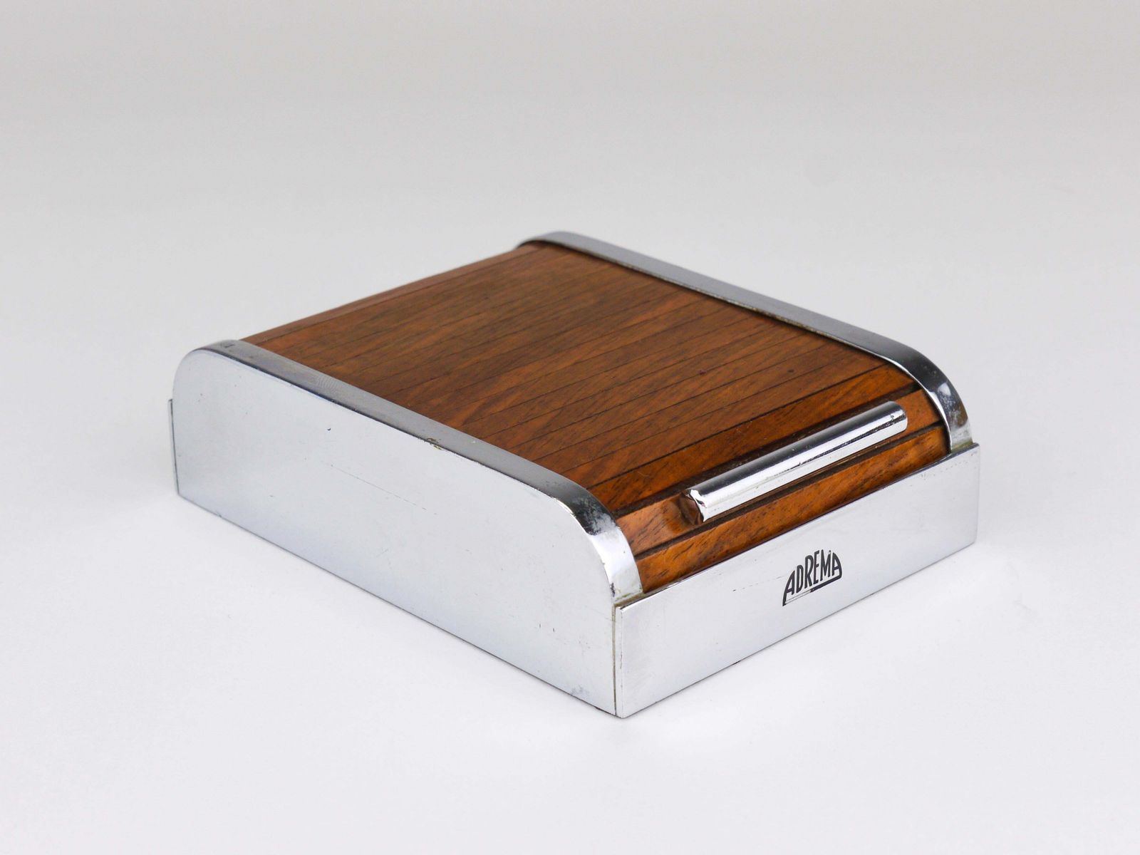 1930s Carl Aubock I Roll Top Storage Box, Cigarette Dispenser, Walnut, Vienna photo vintage
