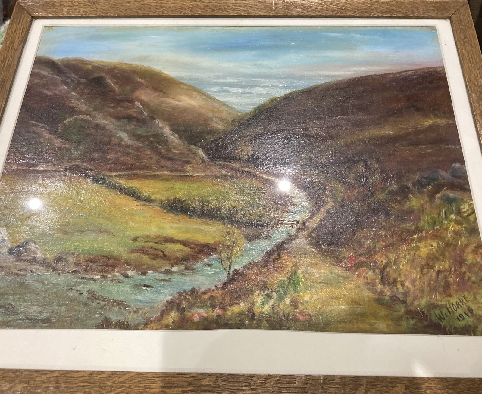1946 Oil Painting Of Doone Valley , Exmoor