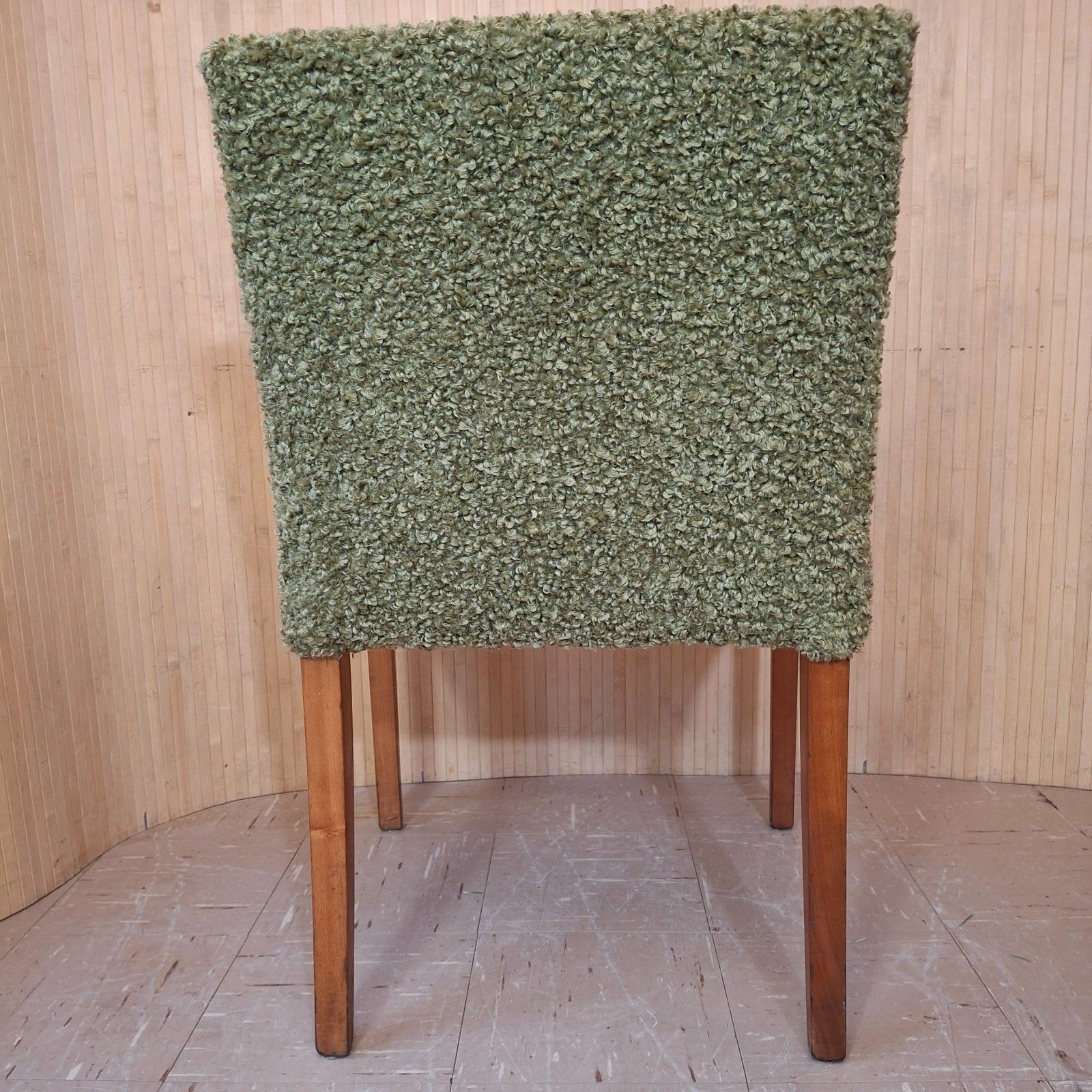 photo for sale Fab Vintage Art Deco Style Beech Bentwood Bridge Chair Soft Khaki Green Boucle