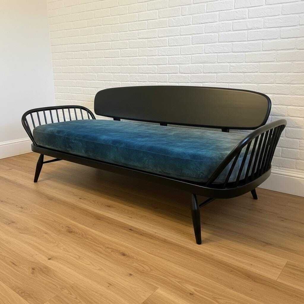 Black Ercol Daybed Sofa Mcm    Choose Your Own Fabric photo vinterior