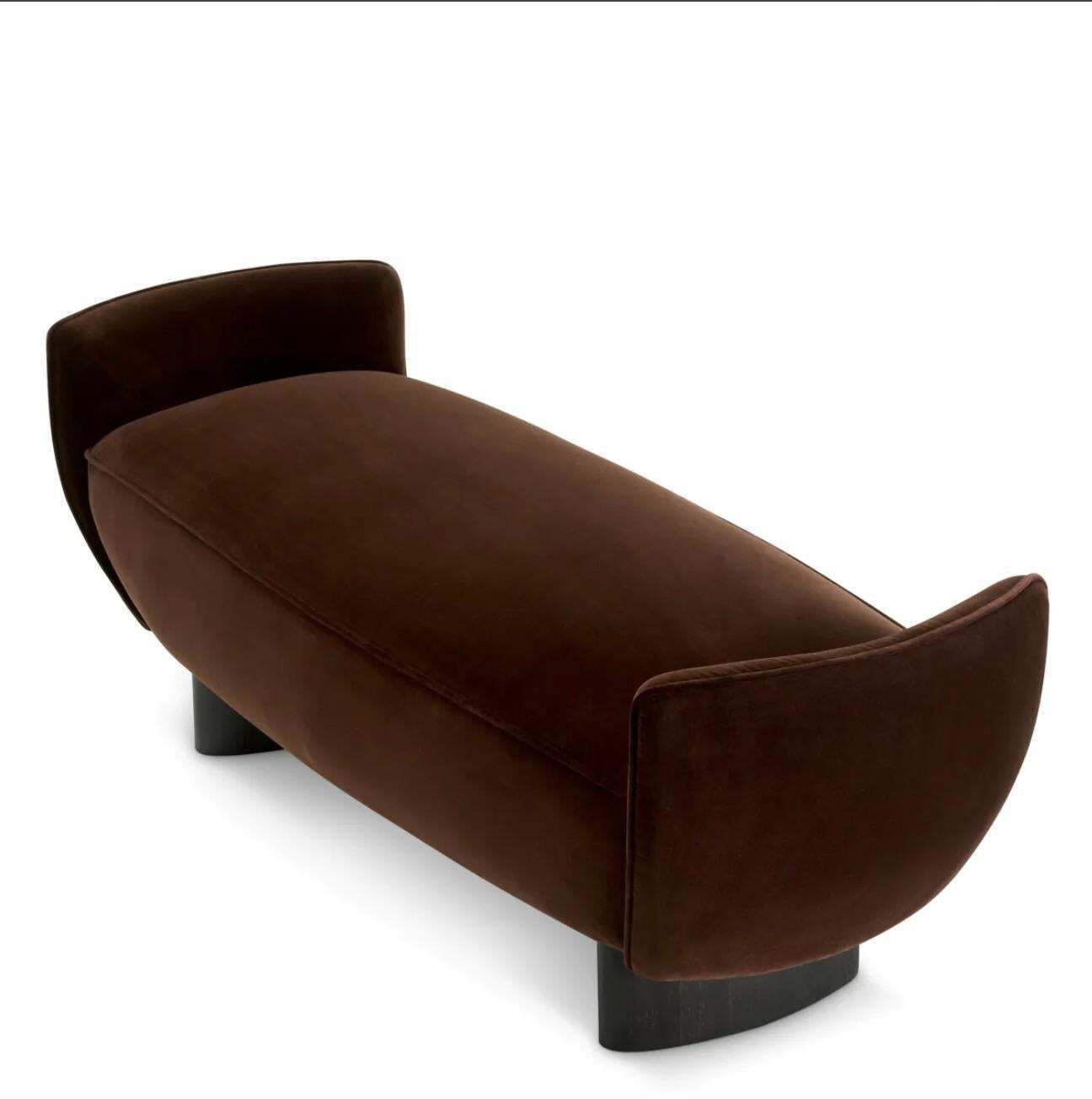 Brown Velvet Bench With Black Legs, Contemporary Design photo Furniture