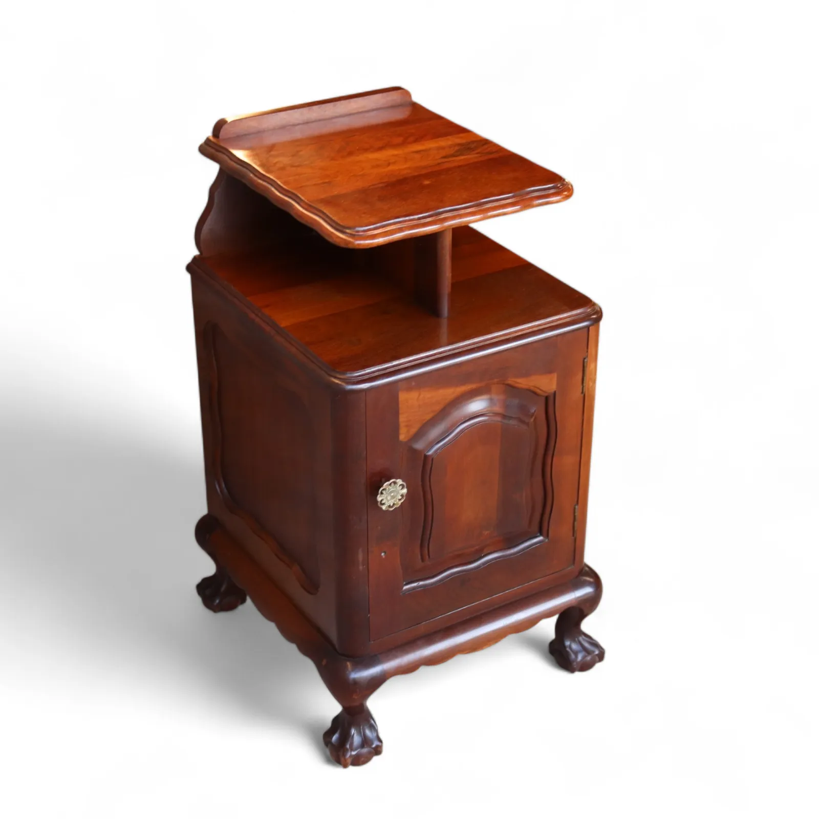 Vintage Reproduction Georgian Style Imbuia Bedside Table / Cabinet Nightstand