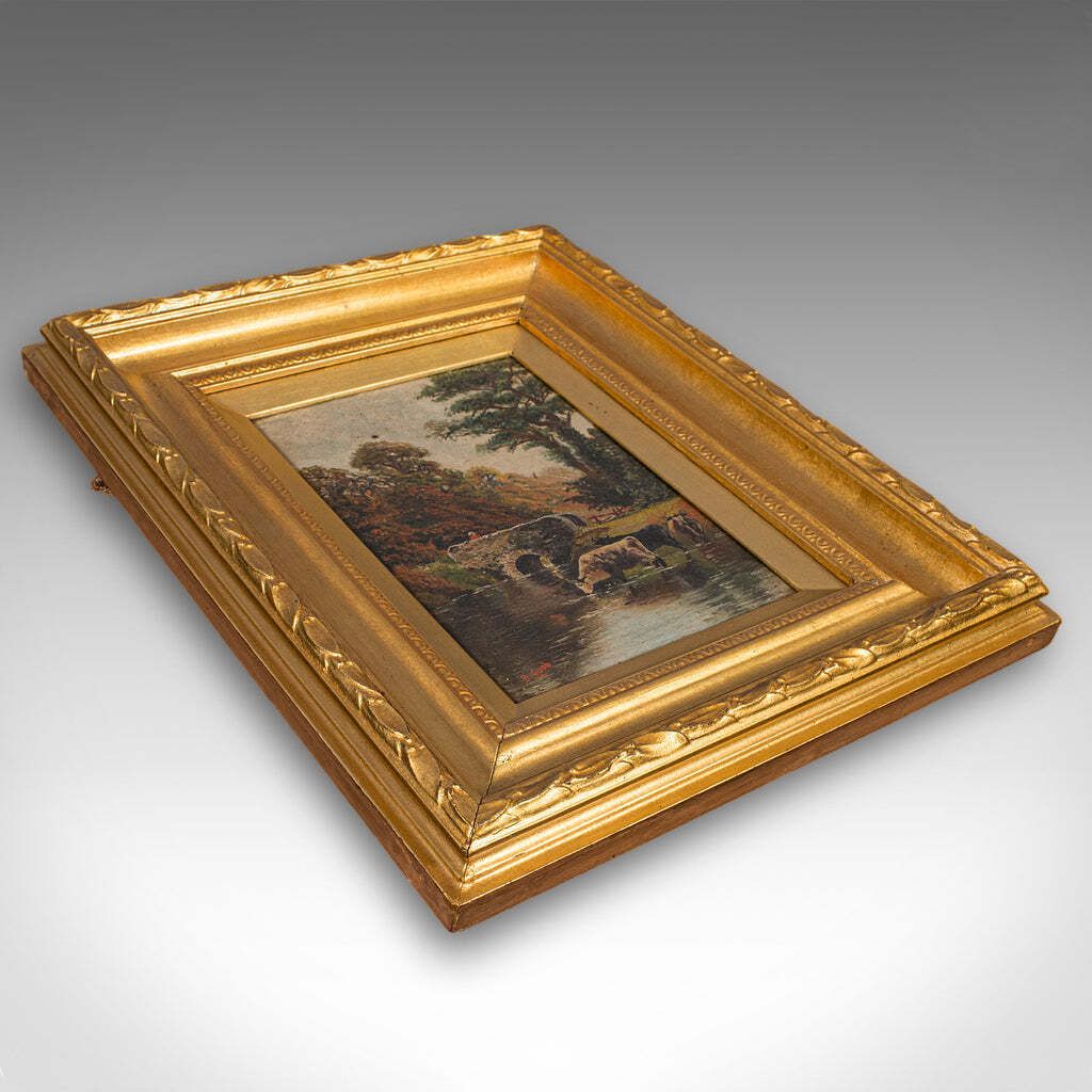 photo furniture Antique River Landscape Painting, English School, Art, Oil On Canvas, Edwardian